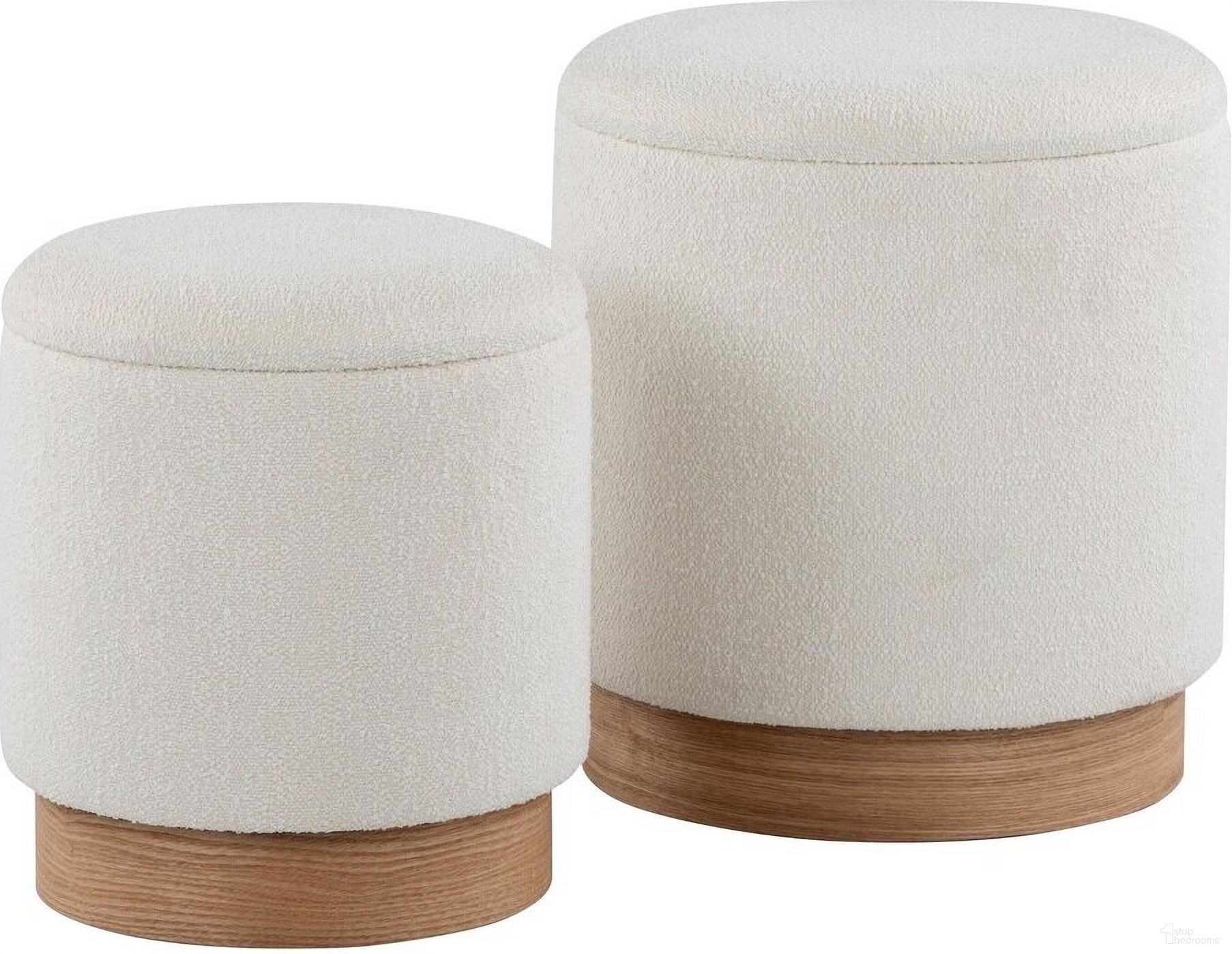 The appearance of Marla Nesting Ottoman Set In Cream designed by Lumisource in the modern / contemporary interior design. This natural/cream piece of furniture was selected by 1StopBedrooms from Marla Collection to add a touch of cosiness and style into your home. Sku: OT2-MARLATERRY NACR. Material: Metal.