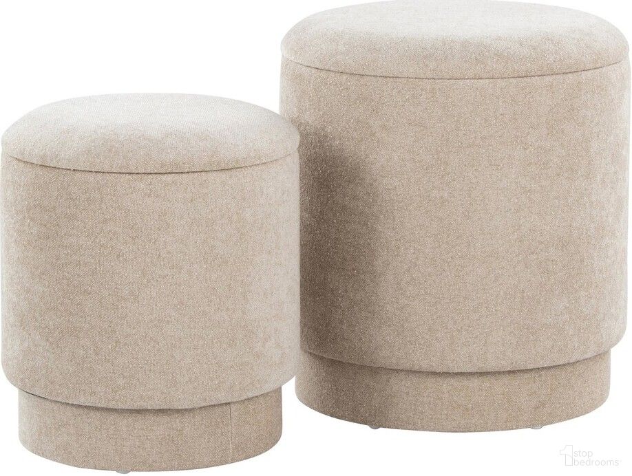 The appearance of Marla Upholstered Ottoman Set of 2 In Beige designed by Lumisource in the modern / contemporary interior design. This beige piece of furniture was selected by 1StopBedrooms from Marla Collection to add a touch of cosiness and style into your home. Sku: OT2-MARLAUP BG. Material: Foam.