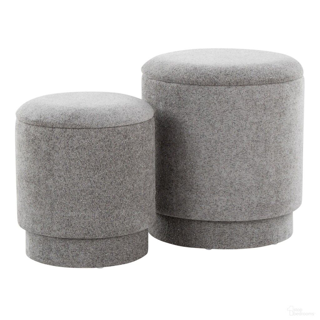 Marla Upholstered Ottoman Set of 2 In Grey