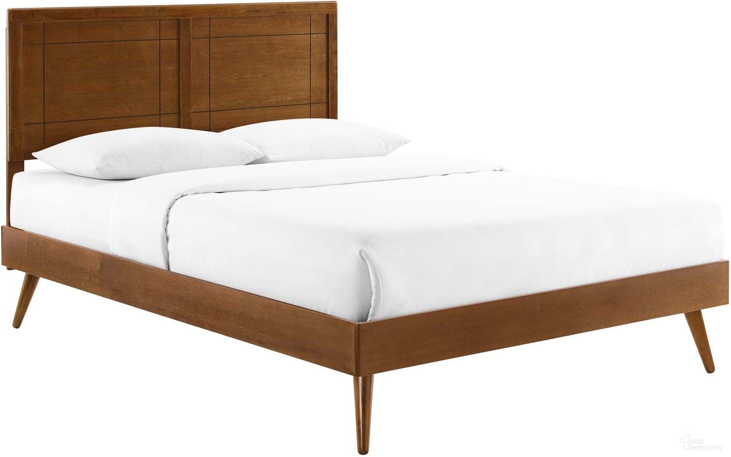 Marlee Queen Wood Platform Bed With Splayed Legs MOD-6382-WAL