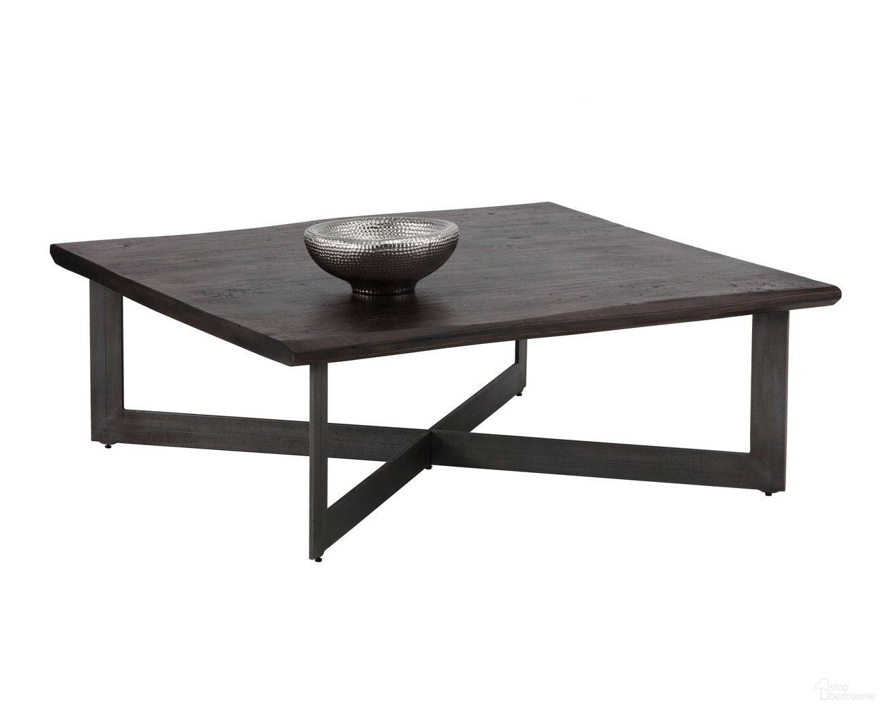 Marley Square Coffee Table In Dark Brown and Antique Gunmetal