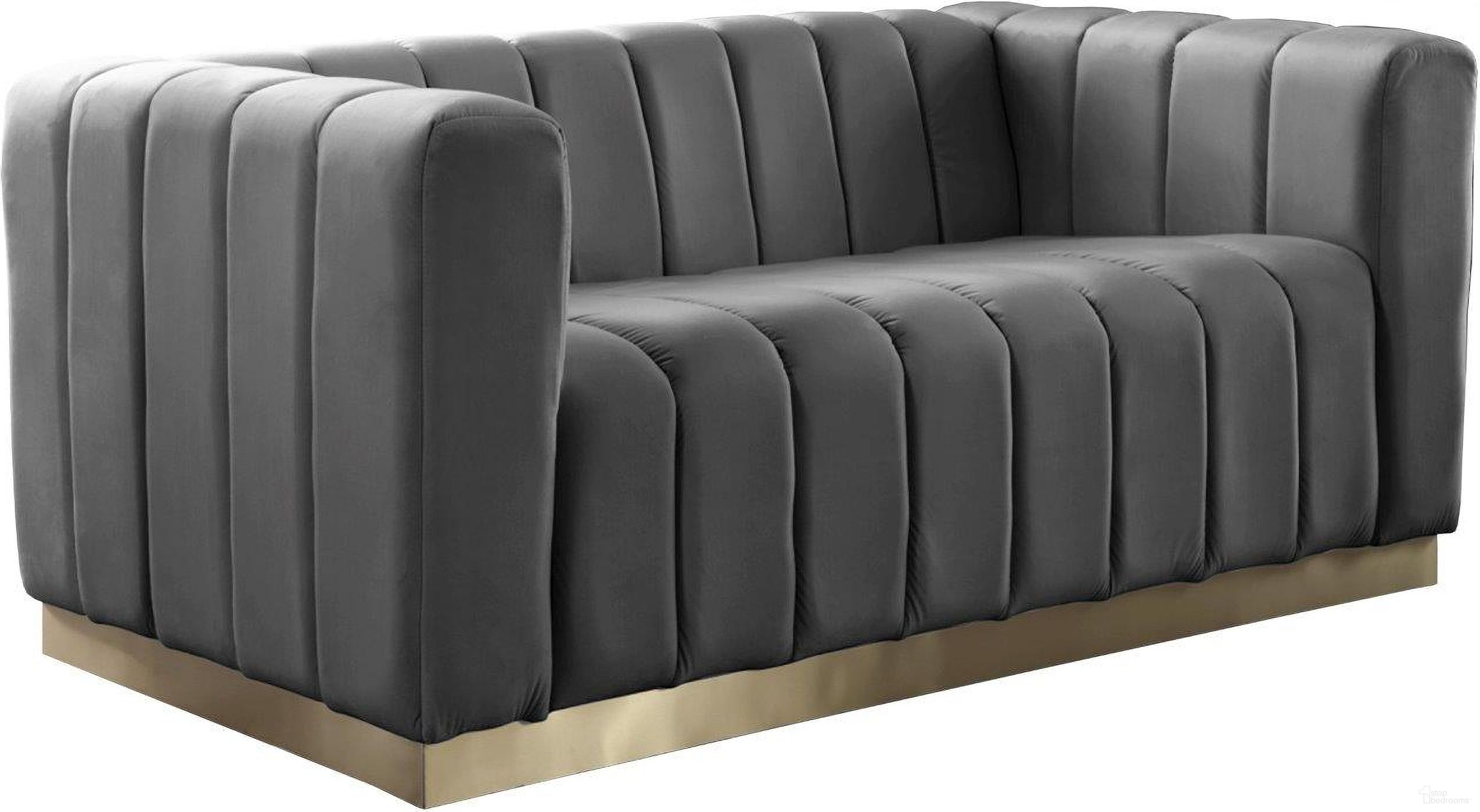 Marlon Velvet Loveseat In Grey