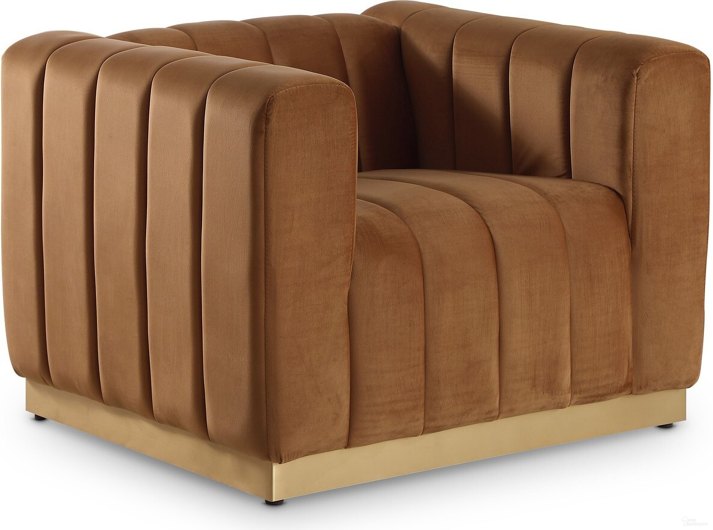 Marlon Velvet Chair In Saddle