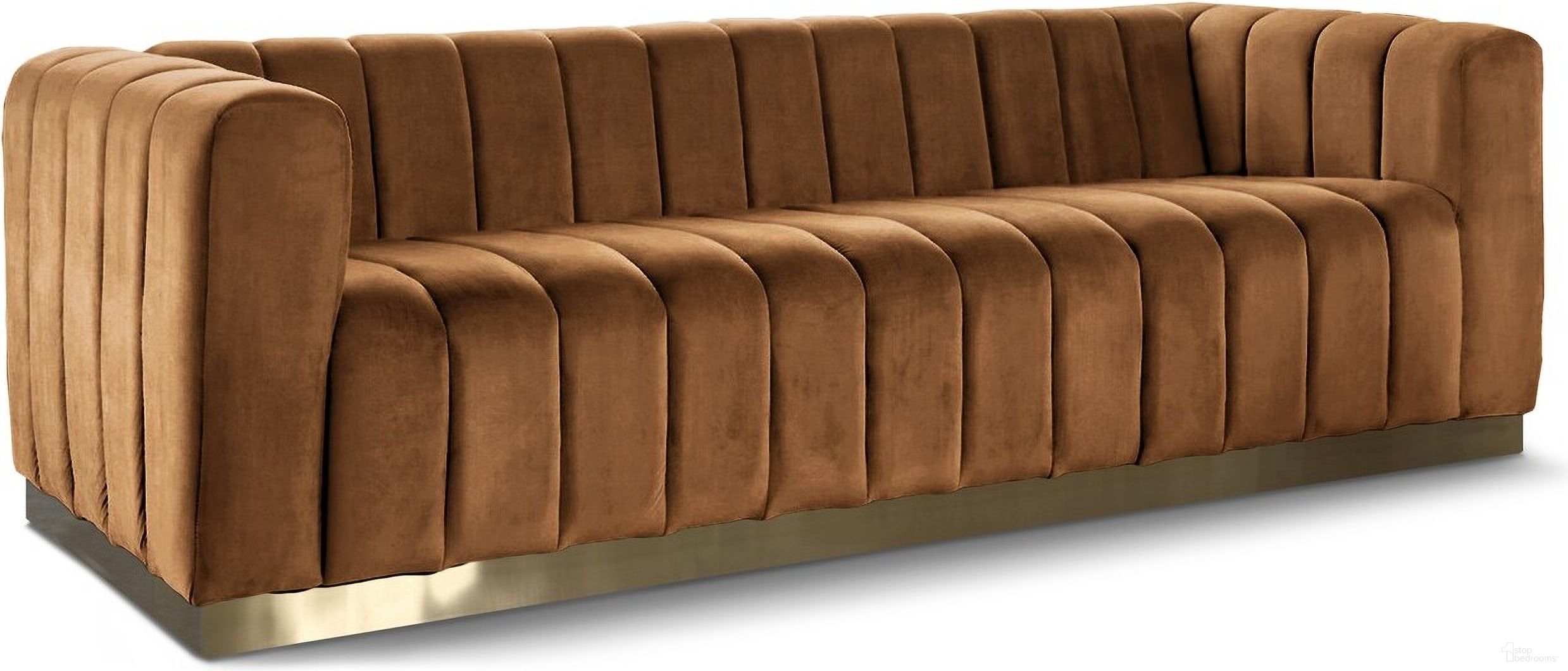 Marlon Velvet Sofa In Saddle