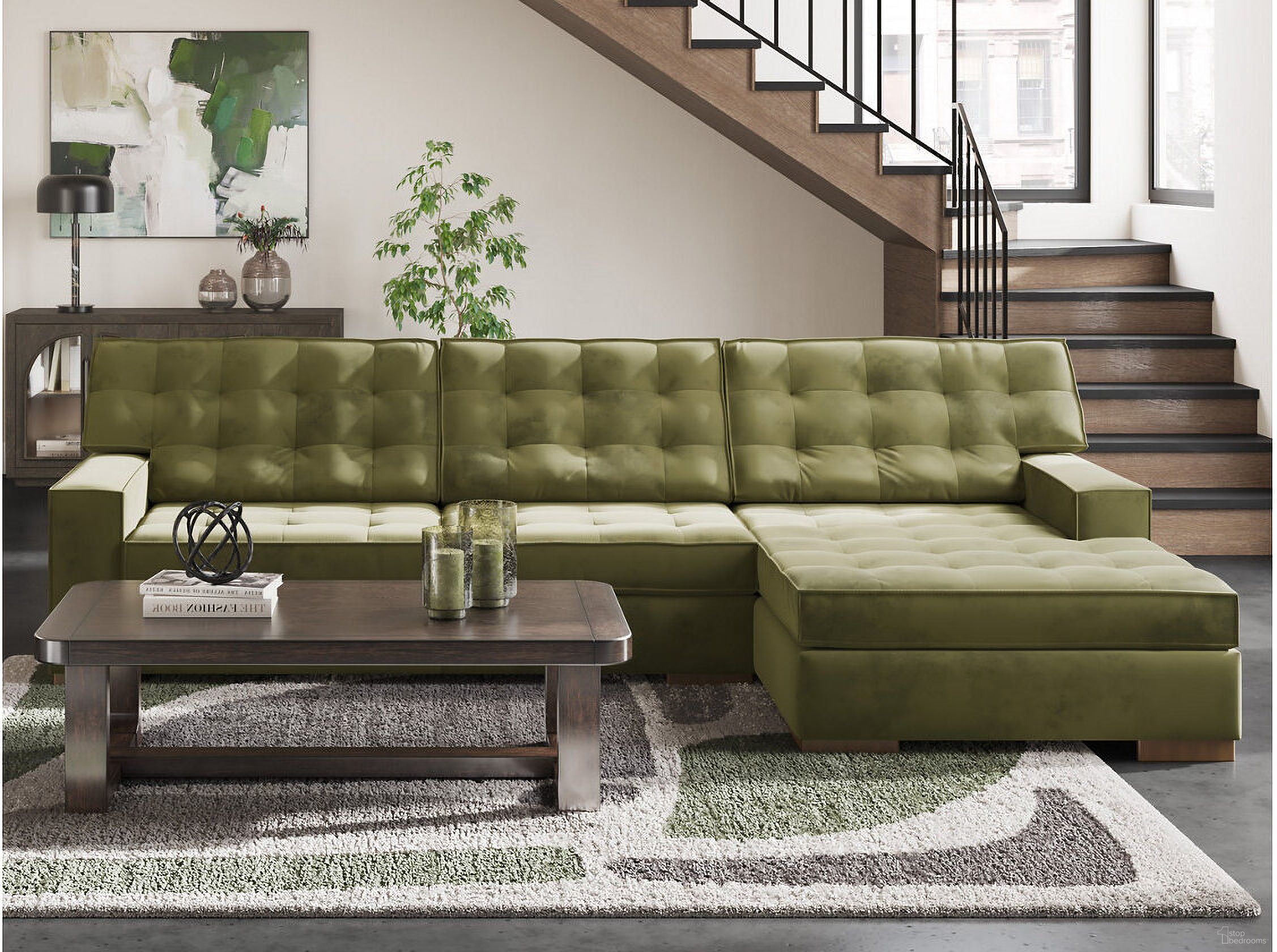 The appearance of Marlow Peak 2-Piece Sectional with RAF Chaise In Olive designed by Signature Design by Ashley in the modern / contemporary interior design. This olive piece of furniture was selected by 1StopBedrooms from Marlow Peak Collection to add a touch of cosiness and style into your home. Sku: NC6170266;NC6170217. Material: Polyester. Layout: RAF.