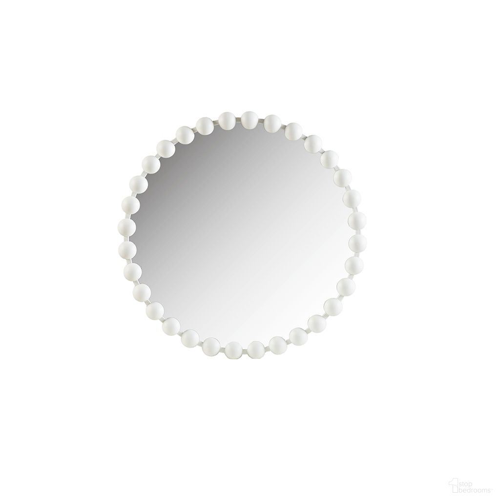 The appearance of Marlowe 27 Inch Beaded Round Wall Mirror In White designed by Olliix in the modern / contemporary interior design. This white piece of furniture was selected by 1StopBedrooms from Marlowe Collection to add a touch of cosiness and style into your home. Sku: MPS95F-0042. Material: Iron.
