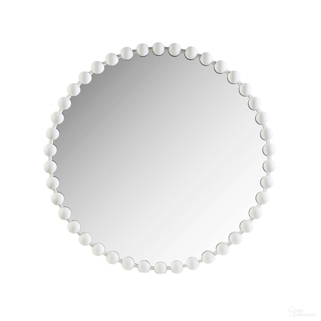 The appearance of Marlowe 36 Inch Beaded Round Wall Mirror In White designed by Olliix in the modern / contemporary interior design. This white piece of furniture was selected by 1StopBedrooms from Marlowe Collection to add a touch of cosiness and style into your home. Sku: MPS95F-0043. Material: Iron.
