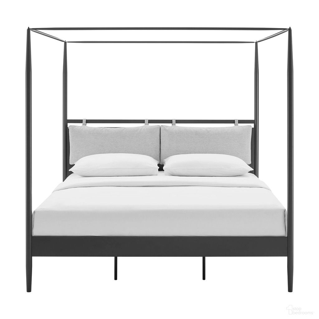 The appearance of Marlowe 4-Poster Canopy Metal King Platform Bed In Charcoal designed by Modway in the modern / contemporary interior design. This charcoal piece of furniture  was selected by 1StopBedrooms from Marlowe Collection to add a touch of cosiness and style into your home. Sku: MOD-7224-CHA-NPT. Bed Type: Platform Bed. Material: Metal. Bed Size: King.