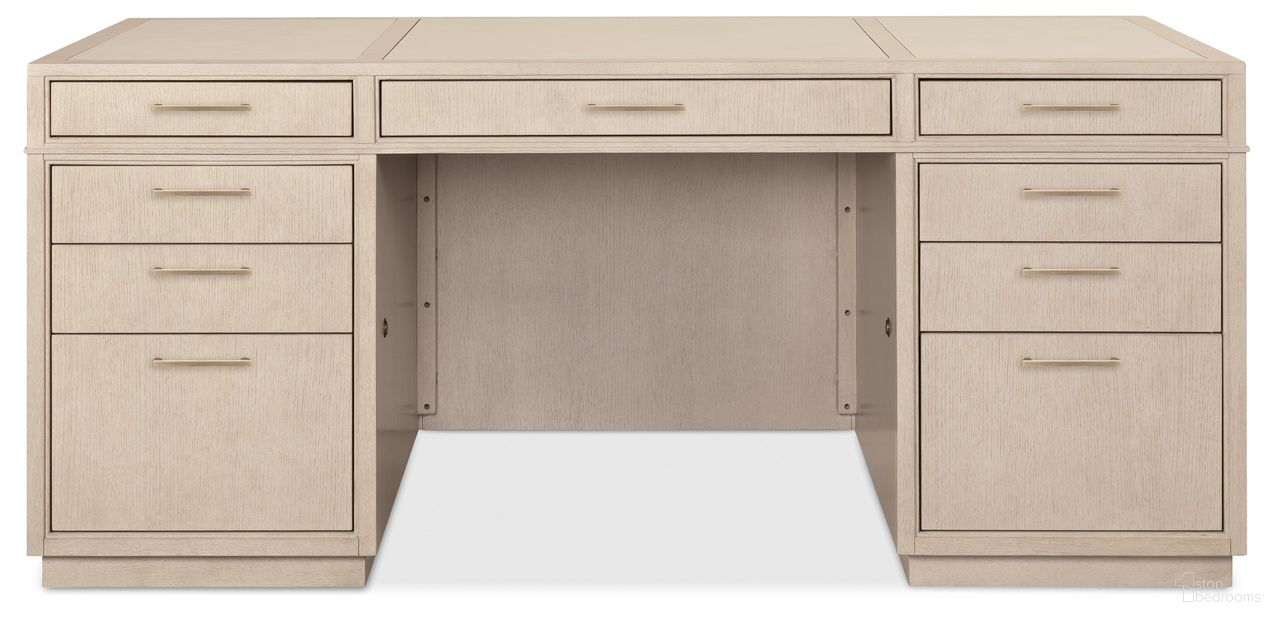 The appearance of Marlowe Executive Desk In Limestone designed by Hooker in the transitional interior design. This limestone piece of furniture was selected by 1StopBedrooms from Marlowe Collection to add a touch of cosiness and style into your home. Sku: 6420-10462-80. Material: Solid Oak.