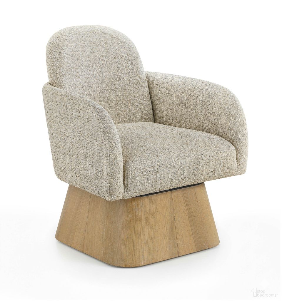 The appearance of Marlowe Linen Textured Fabric Upholstered Swivel Accent Chair In Beige designed by Meridian in the modern / contemporary interior design. This beige piece of furniture was selected by 1StopBedrooms from Marlowe Collection to add a touch of cosiness and style into your home. Sku: 33046Beige. Material: Linen.