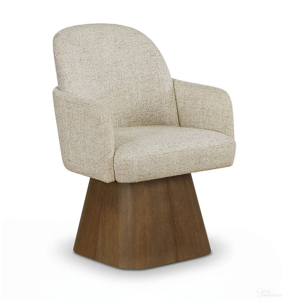 The appearance of Marlowe Linen Textured Fabric Upholstered Swivel Dining Arm Chair In Beige designed by Meridian in the modern / contemporary interior design. This beige piece of furniture was selected by 1StopBedrooms from Marlowe Collection to add a touch of cosiness and style into your home. Sku: 88031Beige-AC. Material: Linen. Chair Type: Arm Chair.