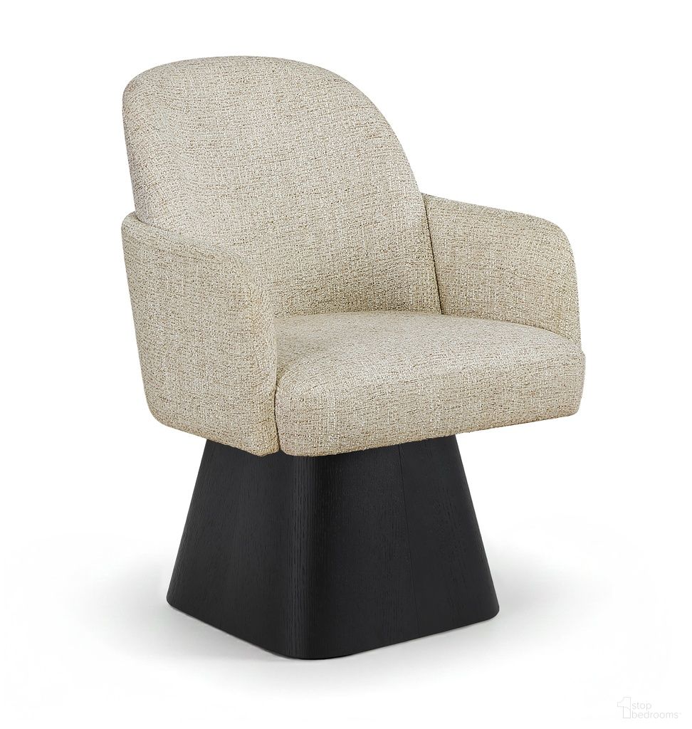 The appearance of Marlowe Linen Textured Fabric Upholstered Swivel Dining Arm Chair In Beige designed by Meridian in the modern / contemporary interior design. This beige piece of furniture was selected by 1StopBedrooms from Marlowe Collection to add a touch of cosiness and style into your home. Sku: 88030Beige-AC. Material: Linen. Chair Type: Arm Chair.
