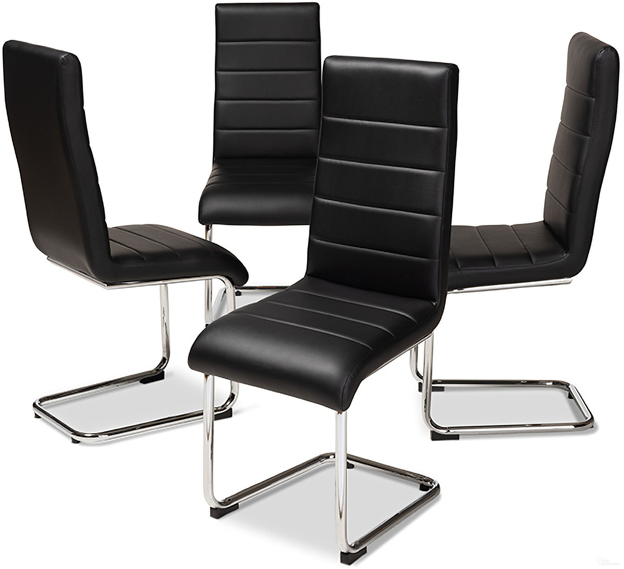 Marlys Modern And Contemporary Black Faux Leather Upholstered Dining Chair (Set Of 4)