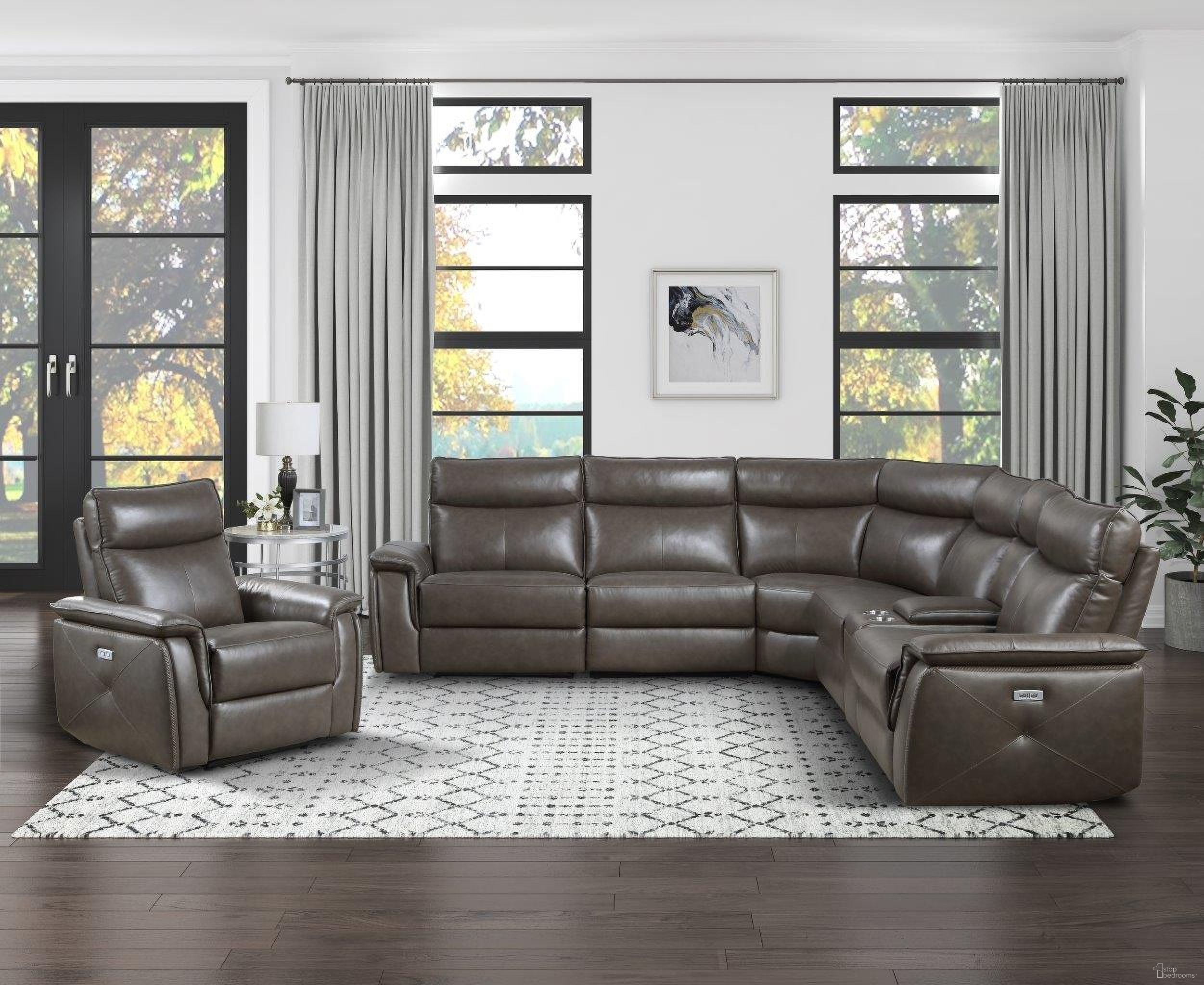 The appearance of Maroni Dark Brown Power Reclining Sectional With Power Headrest designed by Homelegance in the modern / contemporary interior design. This dark brown piece of furniture was selected by 1StopBedrooms from Maroni Collection to add a touch of cosiness and style into your home. Sku: 8259RFDB-LRPWH;8259RFDB-ARPWH;8259RFDB-CR;8259RFDB-AC;8259RFDB-CN;8259RFDB-RRPWH. Material: Leather. Layout: L-Shape.