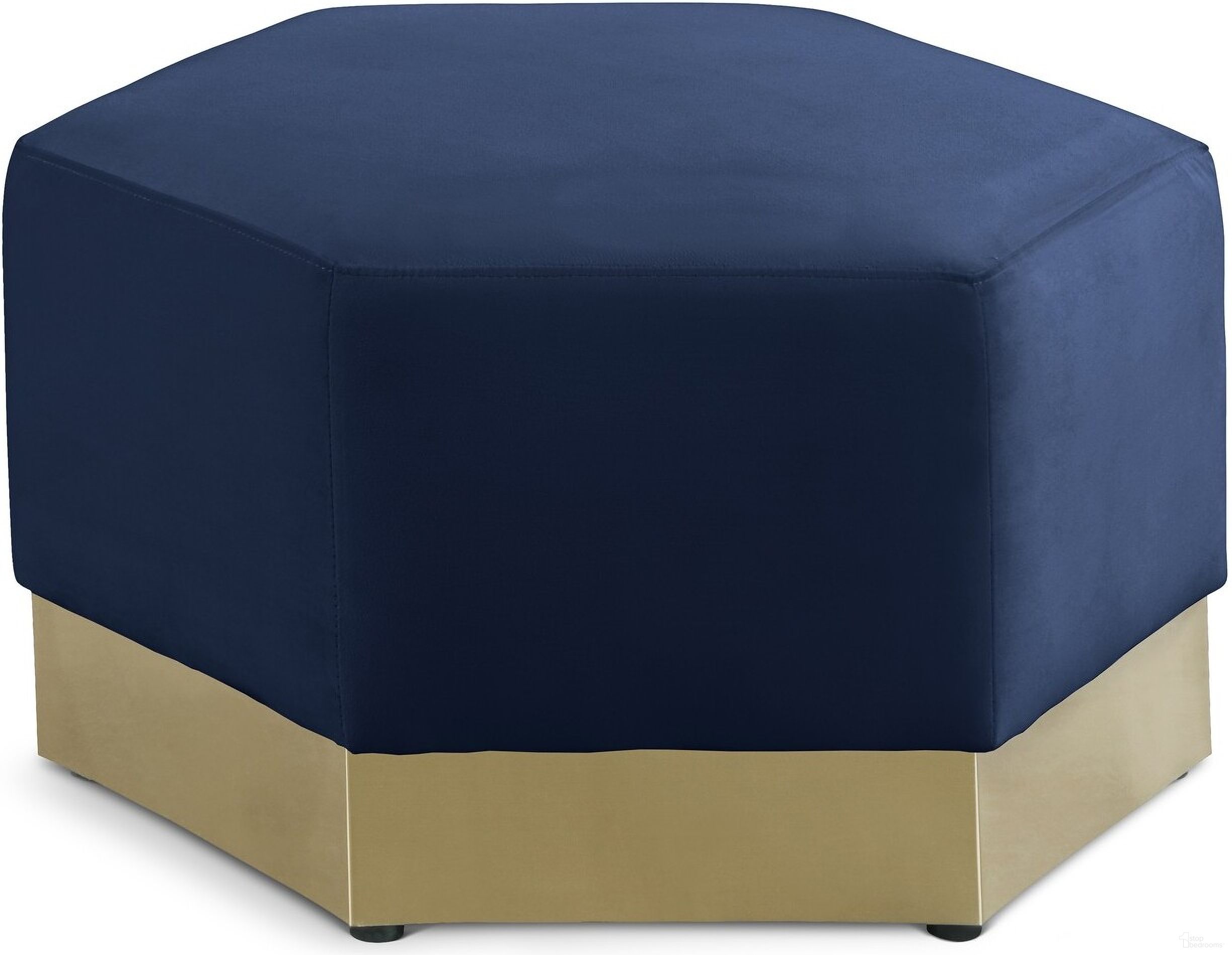 The appearance of Marquis Velvet Ottoman In Navy designed by Meridian in the modern / contemporary interior design. This navy piece of furniture was selected by 1StopBedrooms from Marquis Collection to add a touch of cosiness and style into your home. Sku: 600Navy-Ott. Material: Velvet.