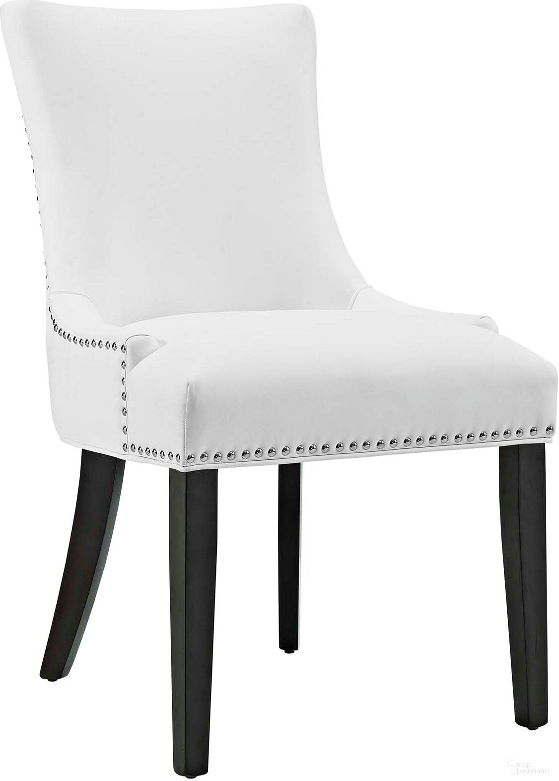 The appearance of Marquis White Faux Leather Dining Chair designed by Modway in the modern / contemporary interior design. This white piece of furniture was selected by 1StopBedrooms from Marquis Collection to add a touch of cosiness and style into your home. Sku: EEI-2228-WHI. Material: Wood. Chair Type: Side Chair.