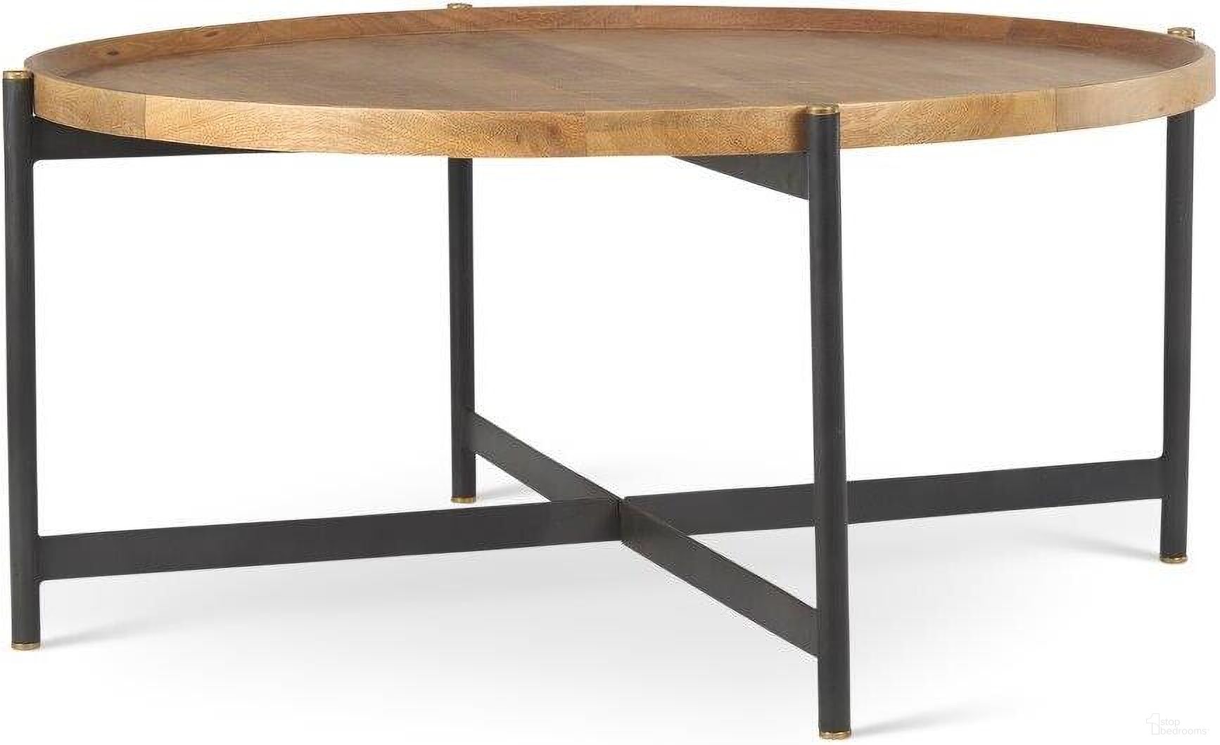 The appearance of Marquisa Medium Brown Wood With Black Metal Large Coffee Table designed by Mercana in the modern / contemporary interior design. This black and brown piece of furniture  was selected by 1StopBedrooms from Marquisa Collection to add a touch of cosiness and style into your home. Sku: 70062. Material: Wood.