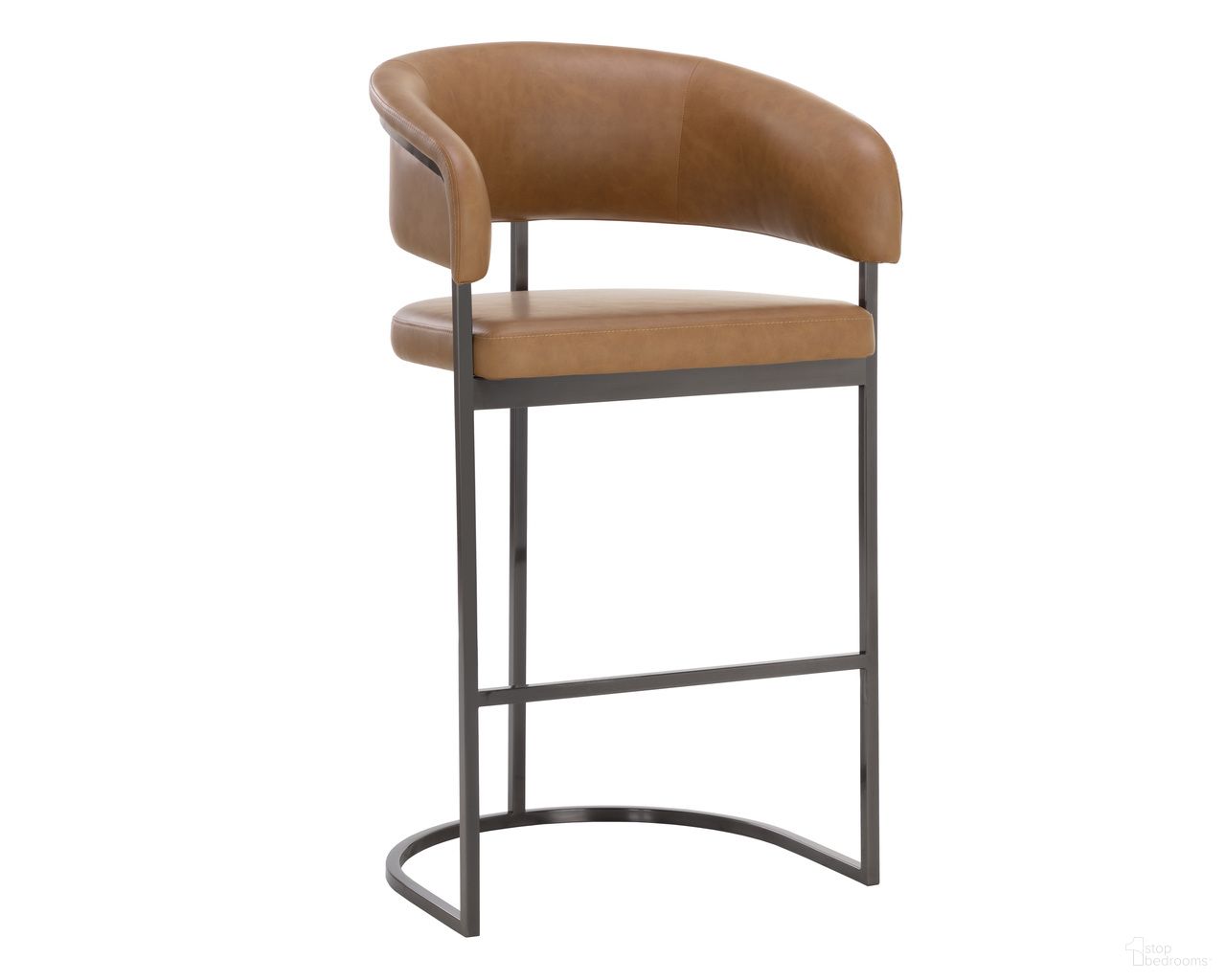Marris Barstool In Gunmetal and Milliken Cognac