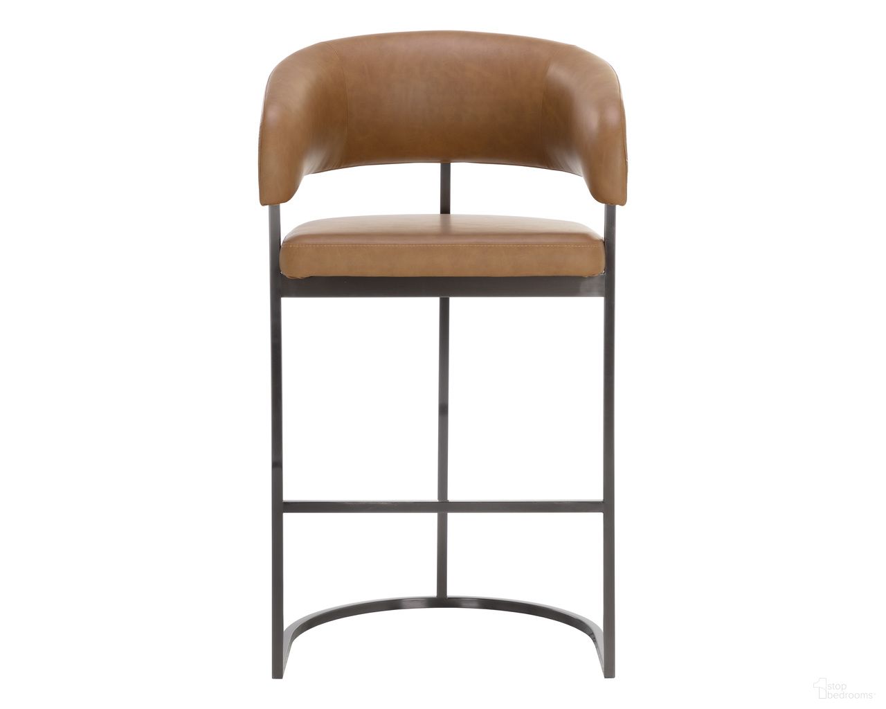 Marris Barstool In Gunmetal and Milliken Cognac