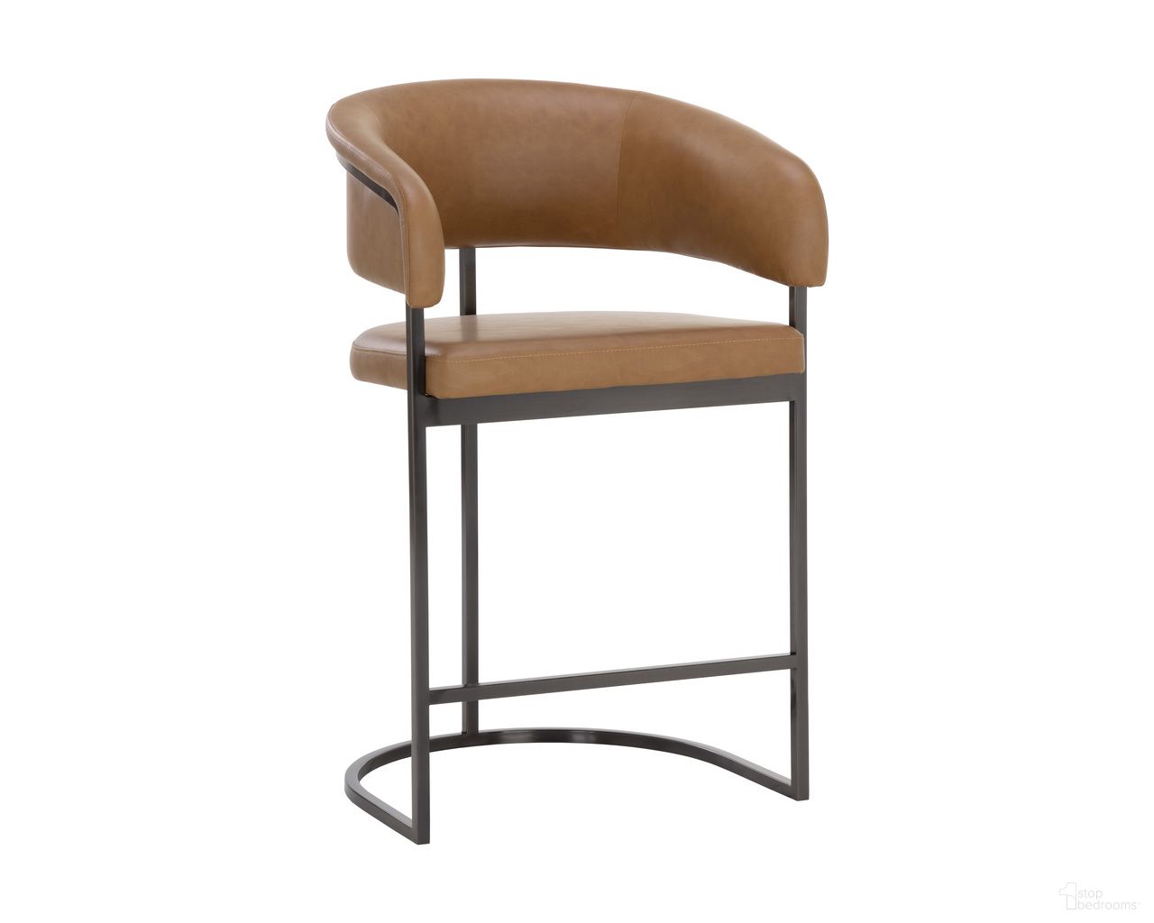 Marris Counter Stool In Gunmetal and Milliken Cognac