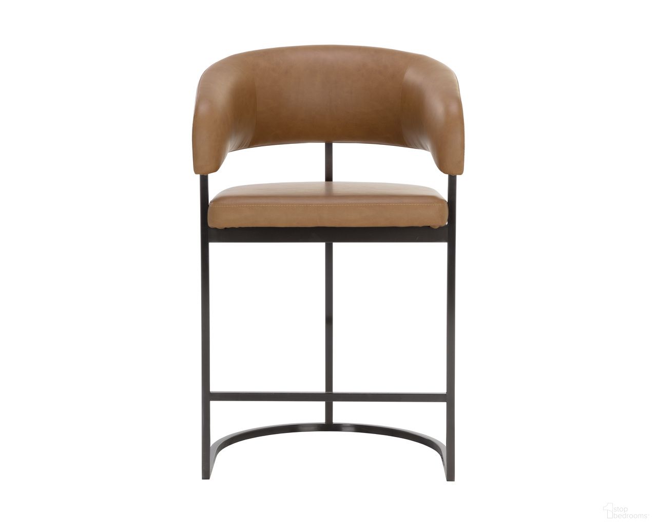 Marris Counter Stool In Gunmetal and Milliken Cognac