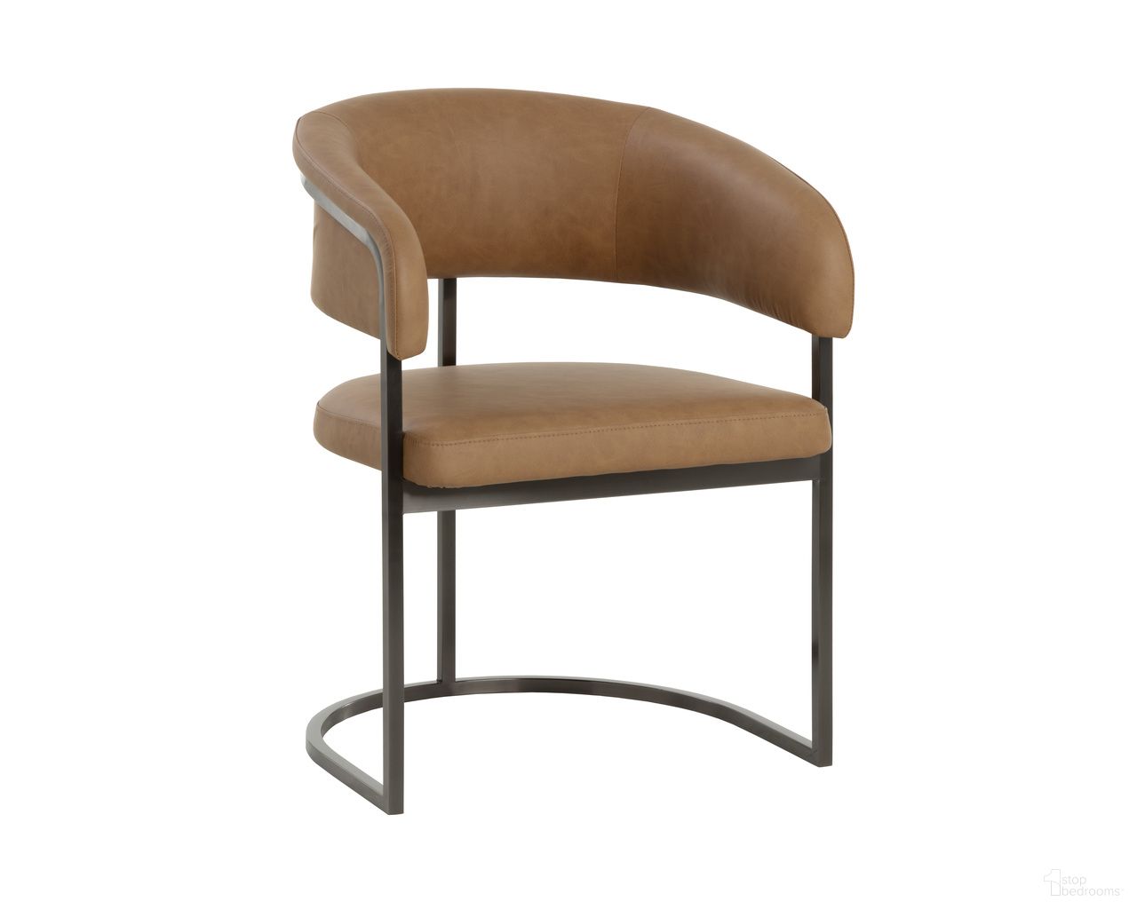 Marris Dining Armchair In Gunmetal and Milliken Cognac