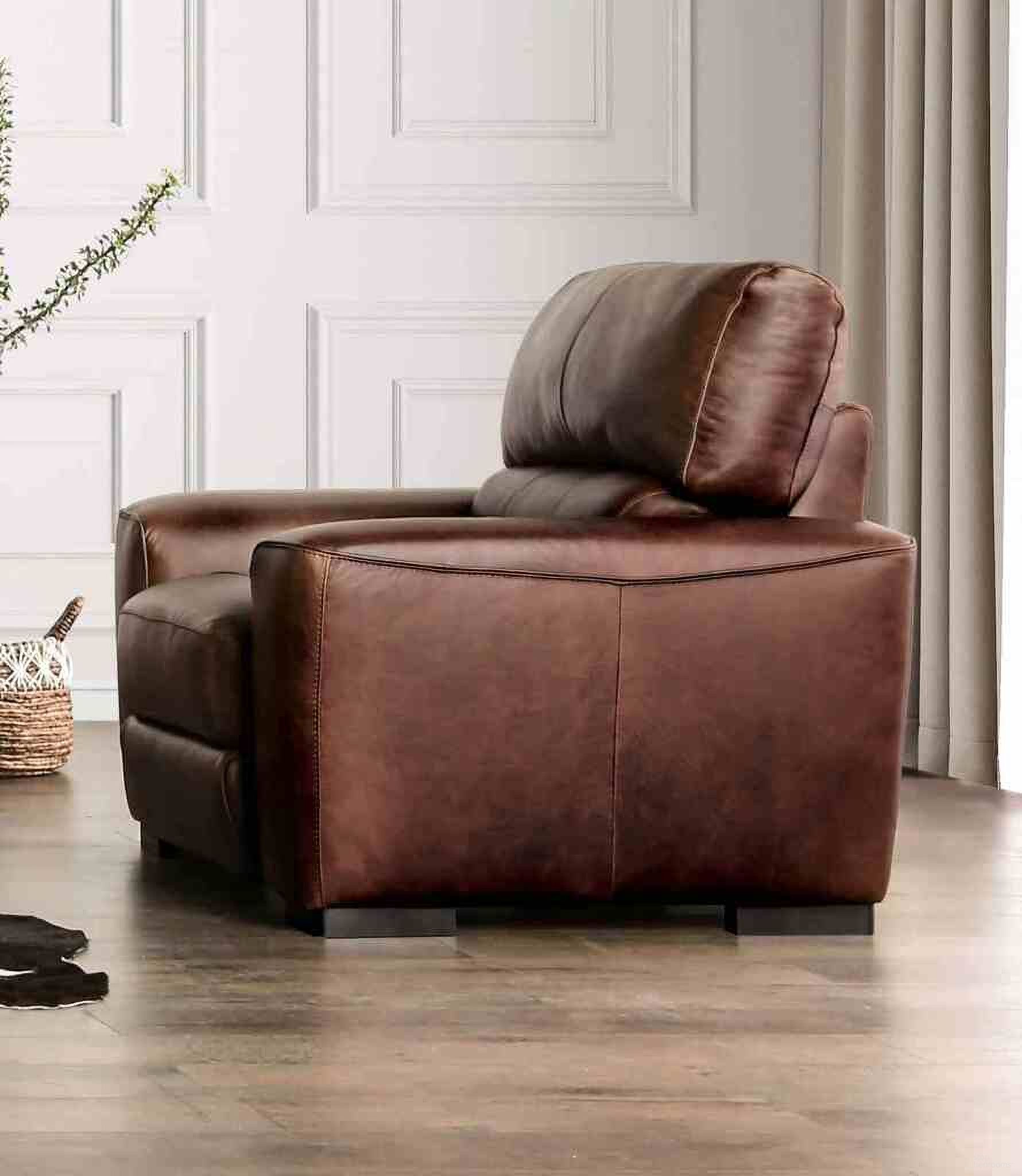 The appearance of Marsicano Loveseat In Cognac designed by Furniture of America in the transitional interior design. This cognac piece of furniture was selected by 1StopBedrooms from Marsicano Collection to add a touch of cosiness and style into your home. Sku: FM90005-LV. Material: Leather.