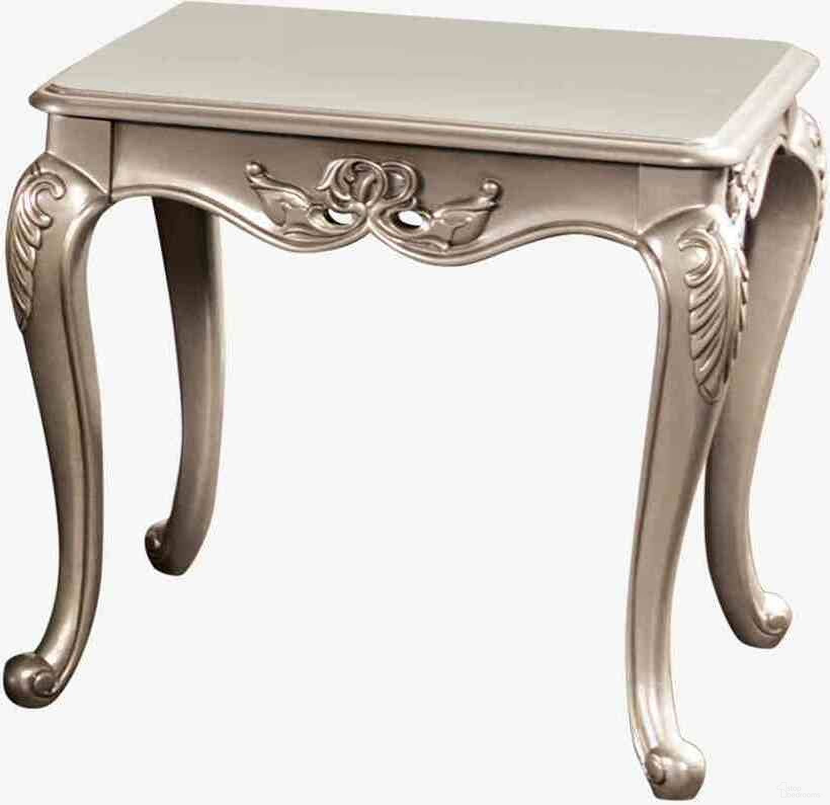 The appearance of Marston End Table In Champagne designed by Furniture of America in the traditional interior design. This champagne piece of furniture  was selected by 1StopBedrooms from Marston Collection to add a touch of cosiness and style into your home. Sku: FM45006CPN-E. Material: Solid Wood.
