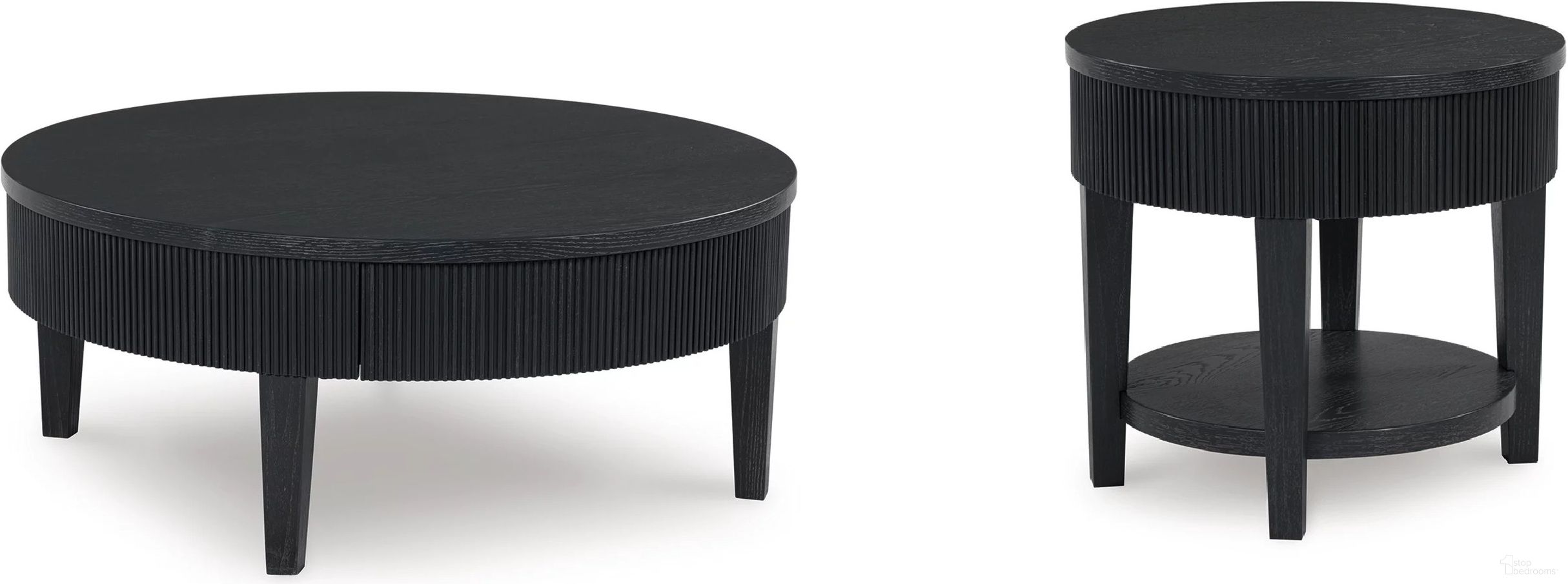 The appearance of Marstream Occasional Table Set In Black designed by Signature Design by Ashley in the modern / contemporary interior design. This black piece of furniture was selected by 1StopBedrooms from Marstream Collection to add a touch of cosiness and style into your home. Sku: T551-8;T551-6. Material: Wood.