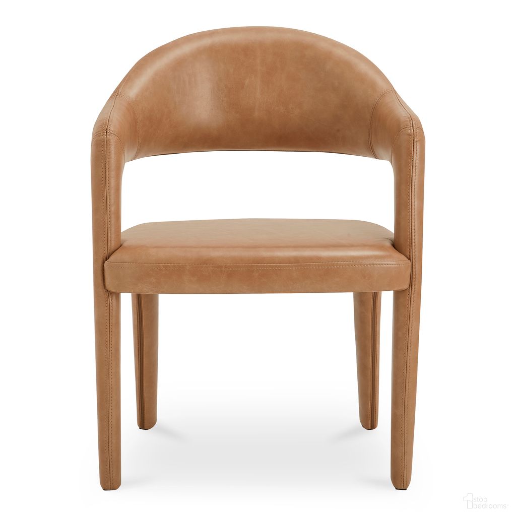 The appearance of Martens Leather Dining Chair In Brown designed by Moes Home in the modern / contemporary interior design. This brown piece of furniture  was selected by 1StopBedrooms from Martens Collection to add a touch of cosiness and style into your home. Sku: YM-1009-03. Material: Top Grain Leather. Chair Type: Arm Chair.