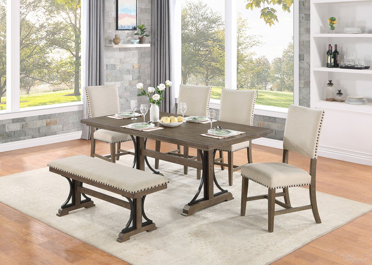 Martha Dining Room Set In Brown Oak Mdf Wood
