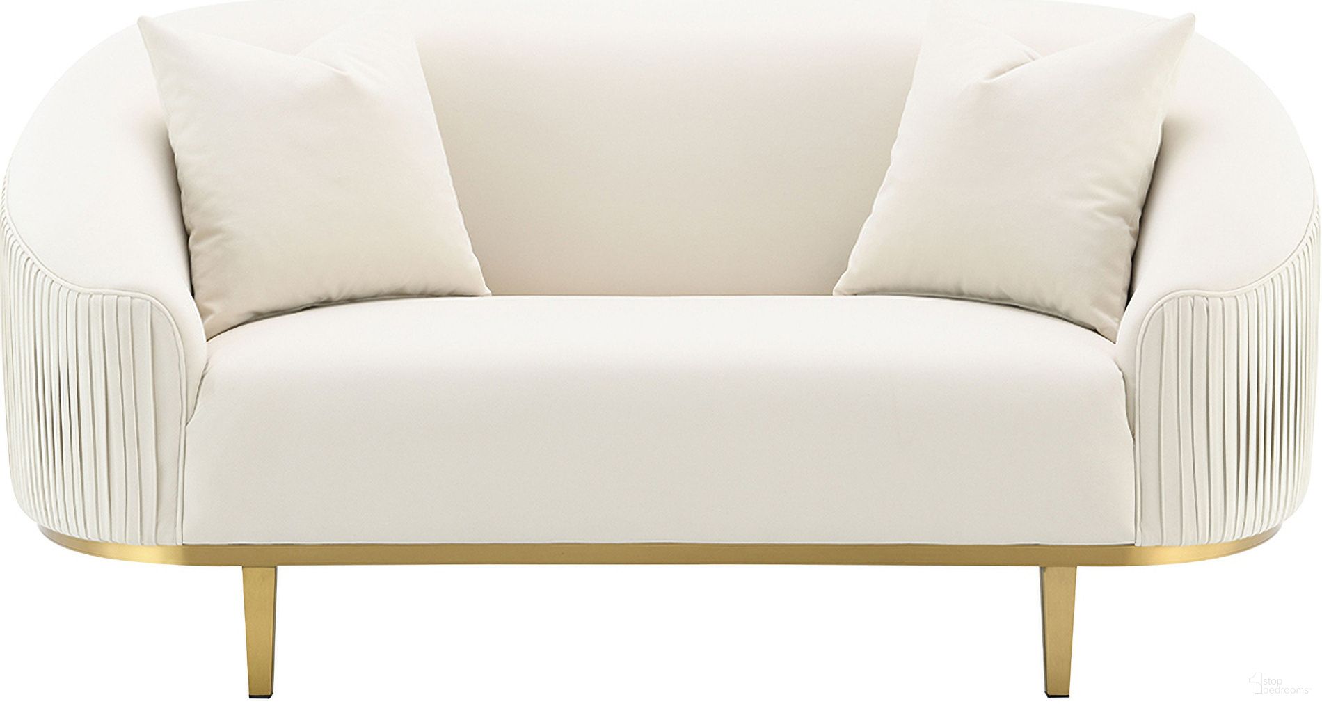 The appearance of Martina Loveseat with 2 Pillows In Ivory designed by ACME in the modern / contemporary interior design. This ivory piece of furniture was selected by 1StopBedrooms from Martina Collection to add a touch of cosiness and style into your home. Sku: LV03851. Material: Wood.