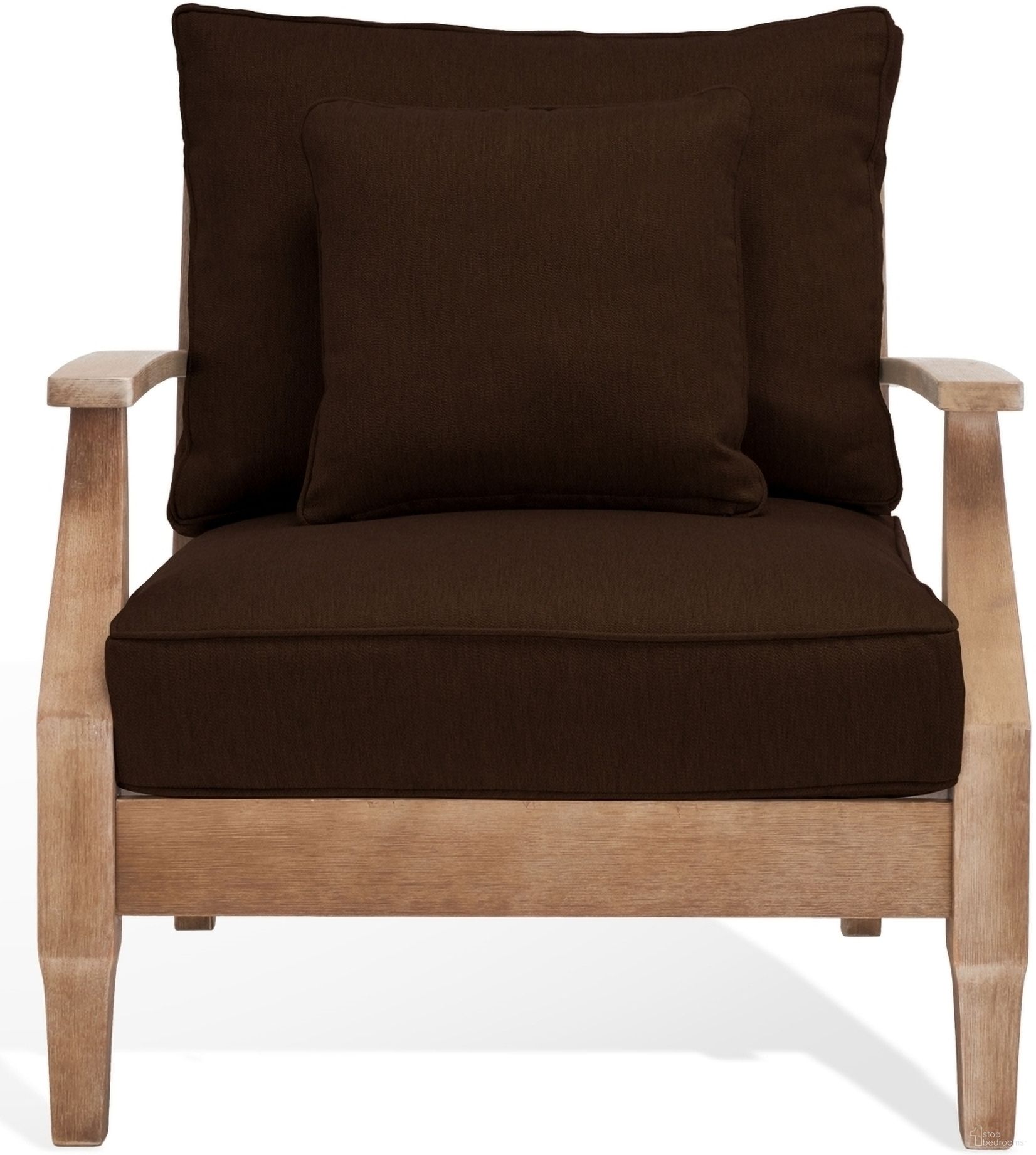 The appearance of Martinique Wood Patio Armchair In Natural and Dark Brown designed by Safavieh Couture in the modern / contemporary interior design. This natural and dark brown piece of furniture was selected by 1StopBedrooms from Martinique Collection to add a touch of cosiness and style into your home. Sku: CPT1011G. Material: Wood.