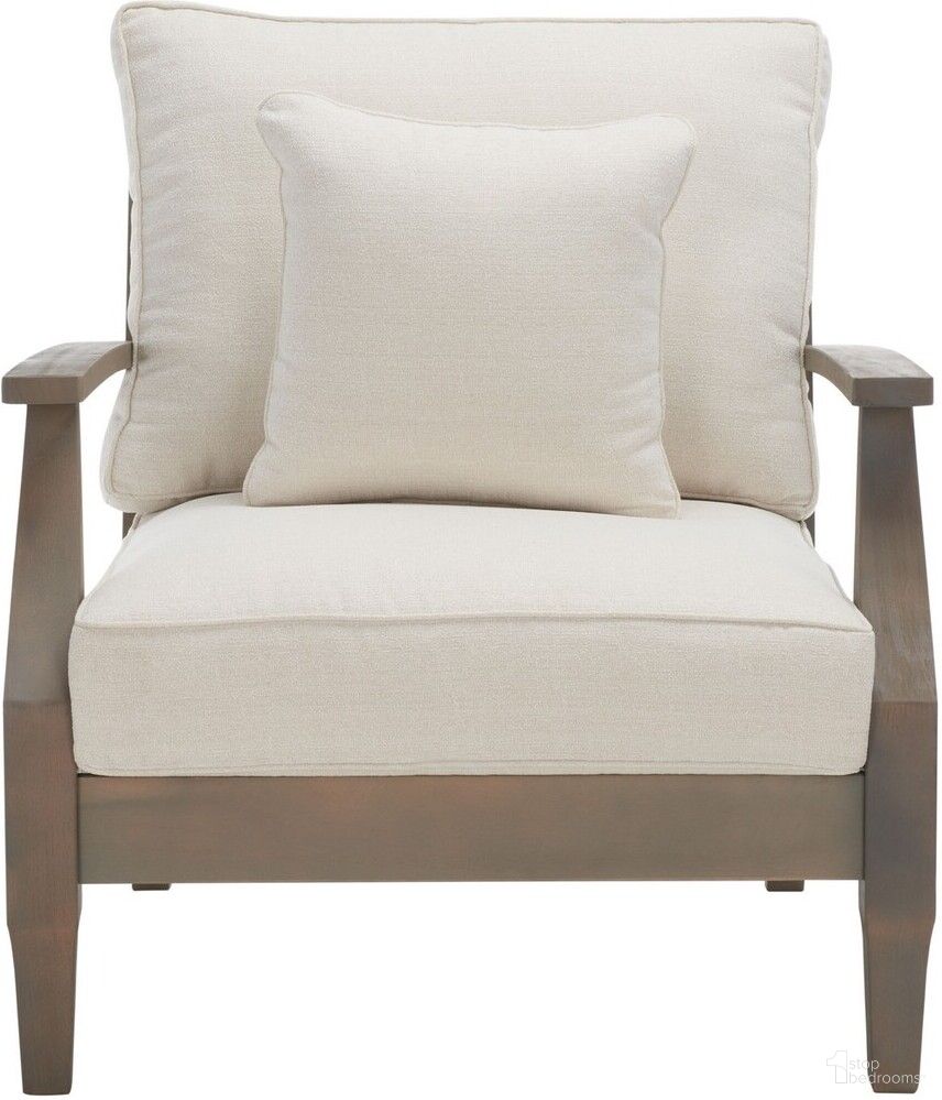The appearance of Martinique Wood Patio Armchair In Light Grey and Beige designed by Safavieh Couture in the modern / contemporary interior design. This light grey and beige piece of furniture  was selected by 1StopBedrooms from Martinique Collection to add a touch of cosiness and style into your home. Sku: CPT1011C. Material: Wood.