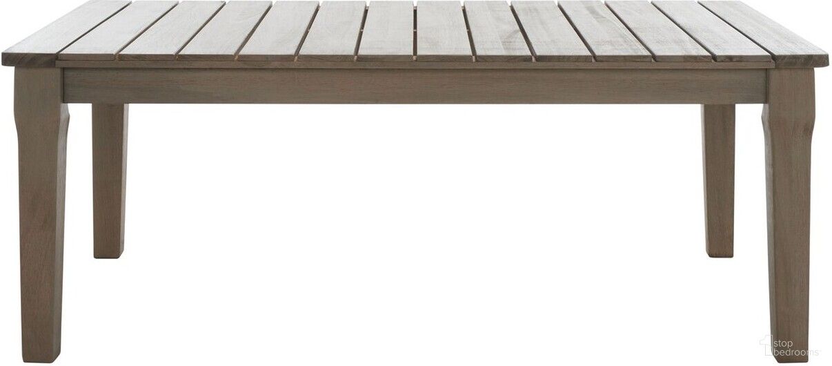 The appearance of Martinique Patio Coffee Table In Light Grey designed by Safavieh Couture in the modern / contemporary interior design. This light grey piece of furniture  was selected by 1StopBedrooms from Martinique Collection to add a touch of cosiness and style into your home. Sku: CPT1014B. Material: Wood. Table Top Shape: Rectangular.