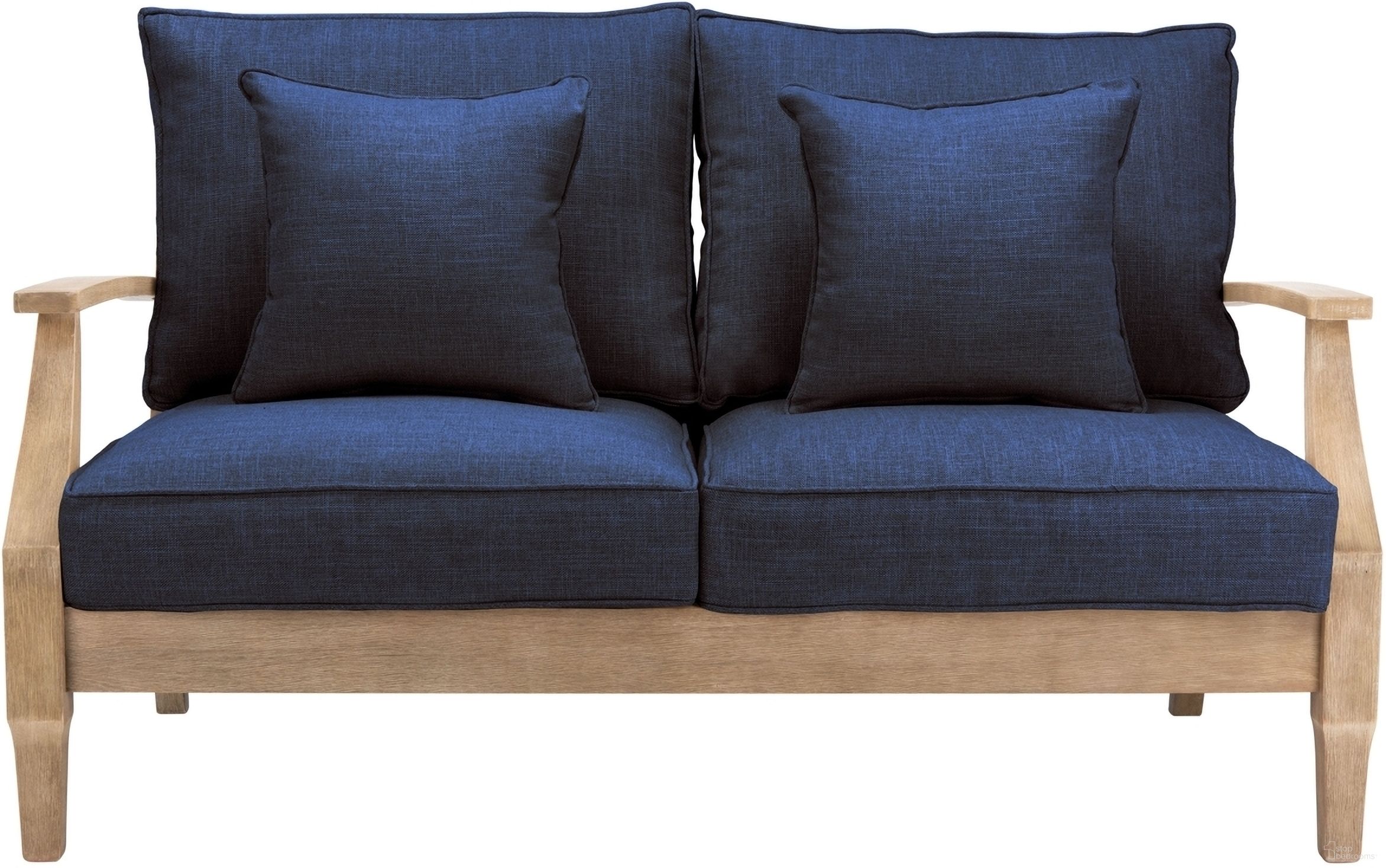 The appearance of Martinique Wood Patio Loveseat In Natural and Navy designed by Safavieh Couture in the modern / contemporary interior design. This navy piece of furniture was selected by 1StopBedrooms from Martinique Collection to add a touch of cosiness and style into your home. Sku: CPT1012D. Material: Wood.