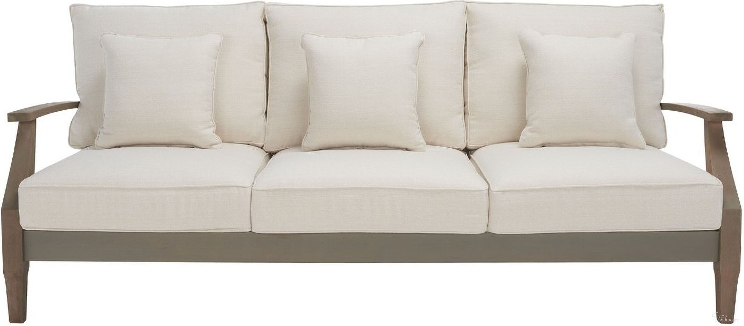 The appearance of Martinique Wood Patio Sofa In Light Grey and Beige designed by Safavieh Couture in the modern / contemporary interior design. This light grey and beige piece of furniture was selected by 1StopBedrooms from Martinique Collection to add a touch of cosiness and style into your home. Sku: CPT1013C. Material: Wood.