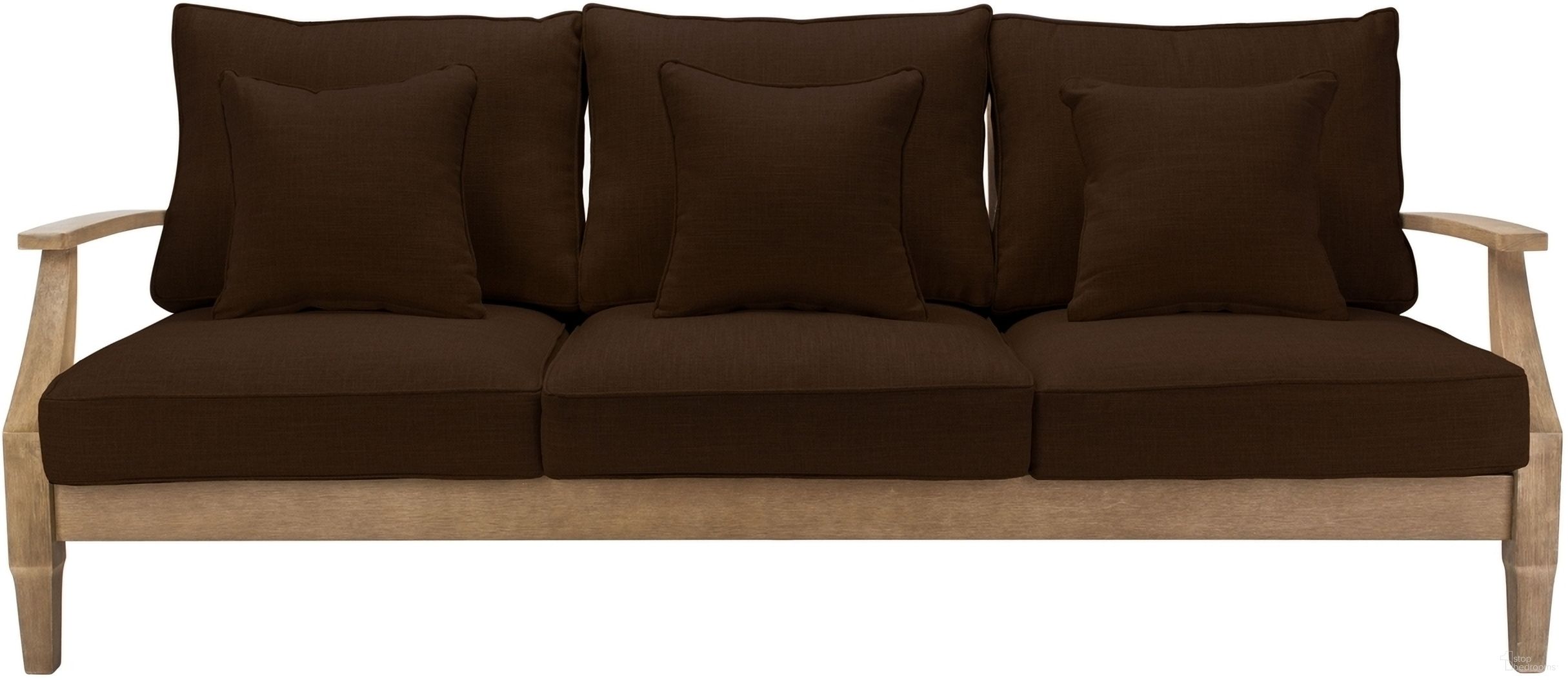 The appearance of Martinique Wood Patio Sofa In Natural and Dark Brown designed by Safavieh Couture in the modern / contemporary interior design. This natural and dark brown piece of furniture was selected by 1StopBedrooms from Martinique Collection to add a touch of cosiness and style into your home. Sku: CPT1013G. Material: Wood.