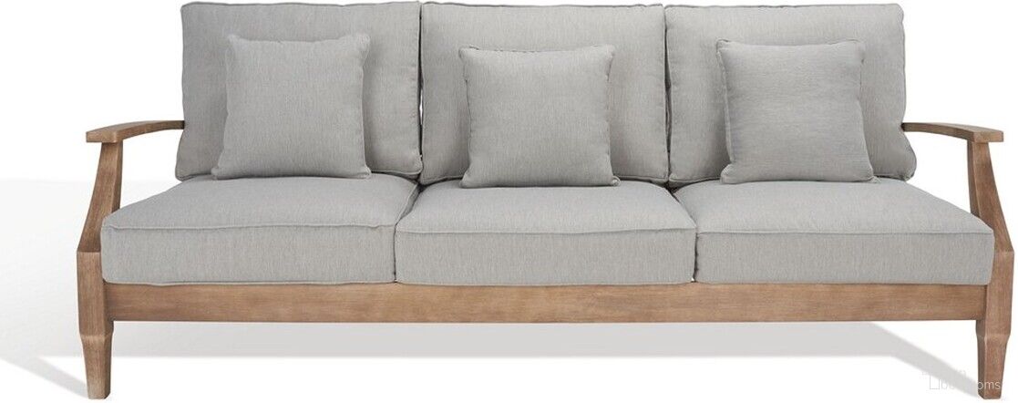 Martinique Wood Patio Sofa In Natural and Grey