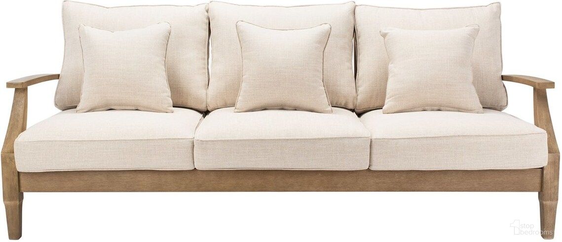 The appearance of Martinique Wood Patio Sofa In Natural designed by Safavieh Couture in the modern / contemporary interior design. This natural piece of furniture was selected by 1StopBedrooms from Martinique Collection to add a touch of cosiness and style into your home. Sku: CPT1013A. Material: Wood.