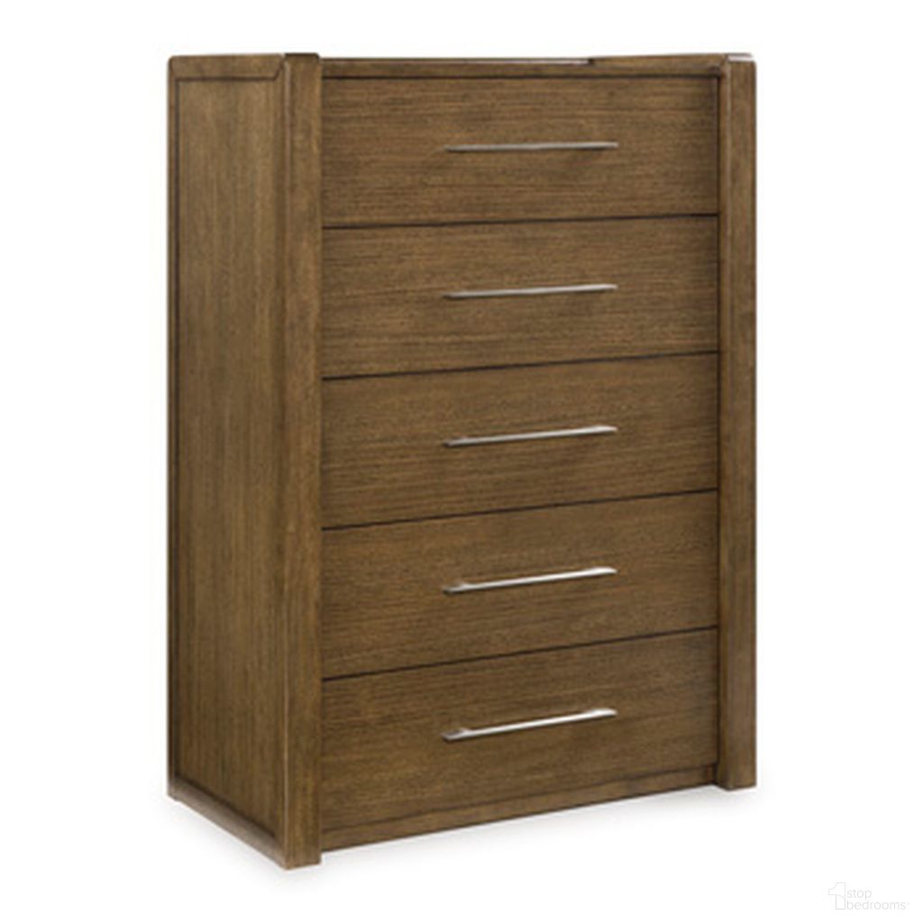 The appearance of Marxmore Five Drawer Chest In Brown designed by Signature Design by Ashley in the modern / contemporary interior design. This brown piece of furniture was selected by 1StopBedrooms from Marxmore Collection to add a touch of cosiness and style into your home. Sku: B863-46. Material: Wood.