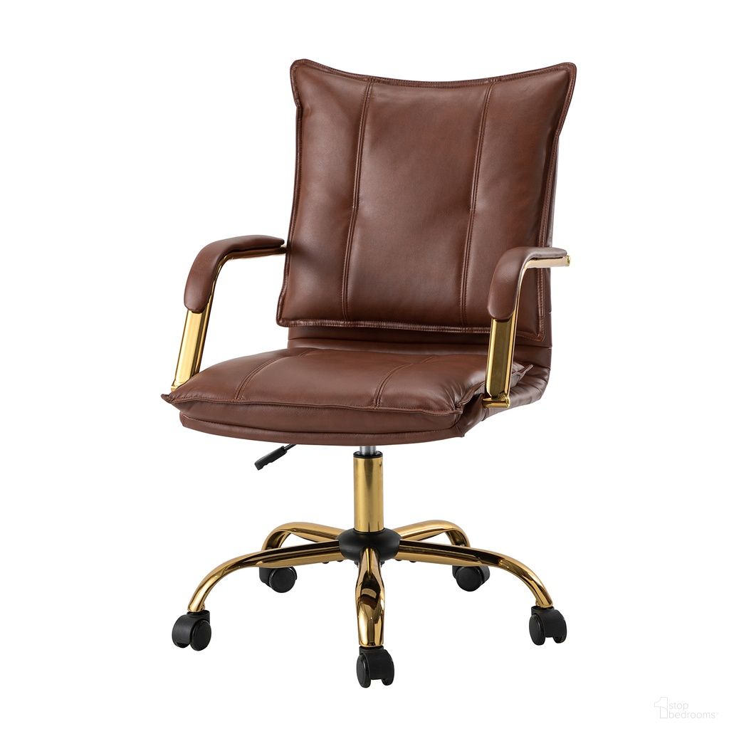 The appearance of Maryland Office Chair In Brown designed by Karat Home in the modern / contemporary interior design. This brown piece of furniture  was selected by 1StopBedrooms from Maryland Collection to add a touch of cosiness and style into your home. Sku: OFHT0417-BROWN. Material: Faux Leather.