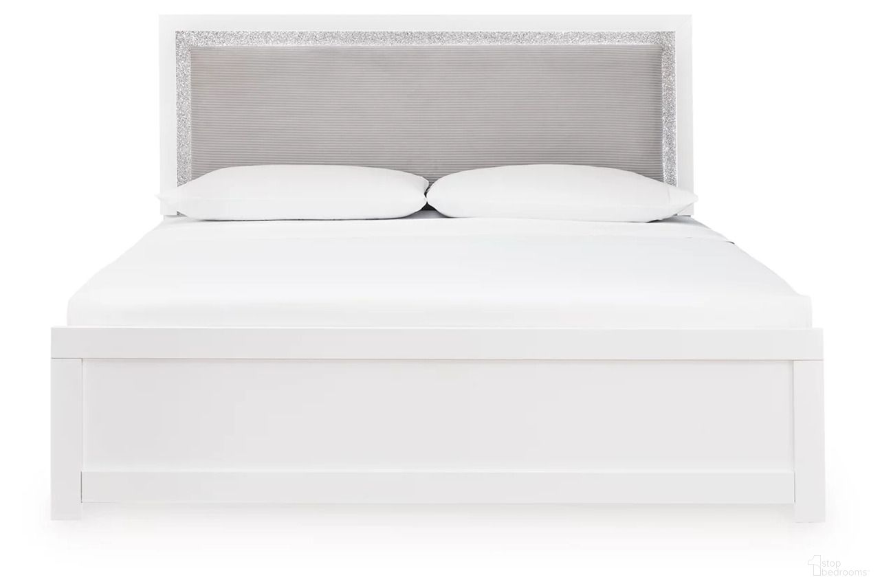Marzoni King Upholstered Panel Bed In White