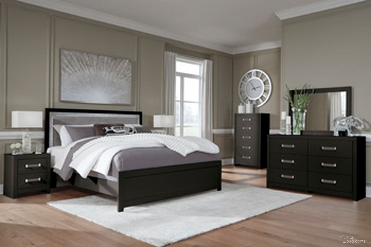 Marzoni King Upholstered Panel Headboard In Black and Gray