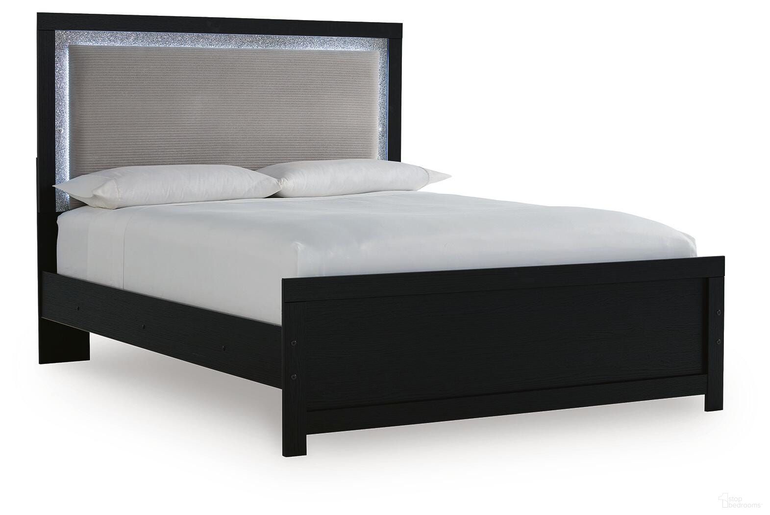 Marzoni Queen Upholstered Panel Bed In Black
