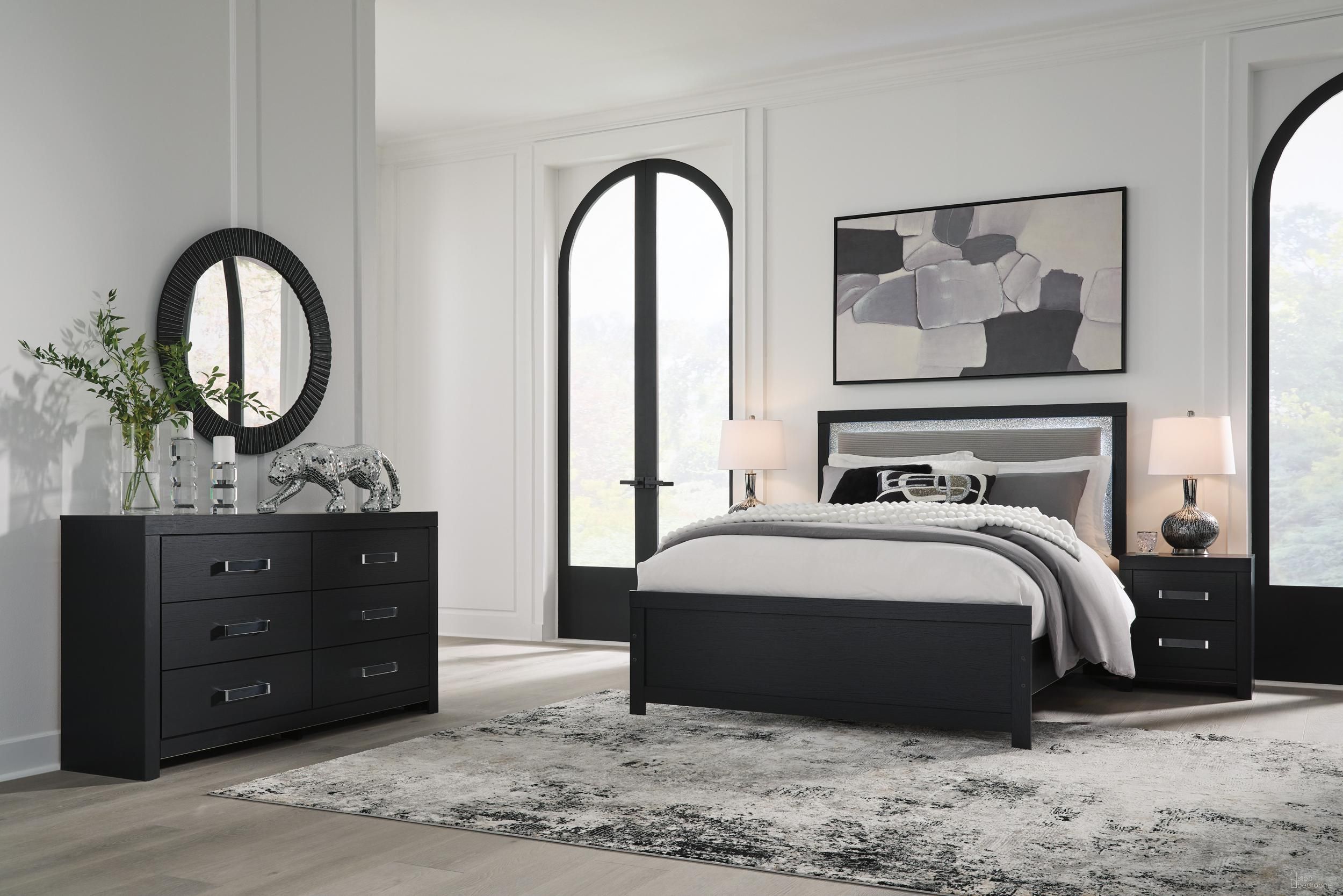 Marzoni Upholstered Panel Bedroom Set In Black