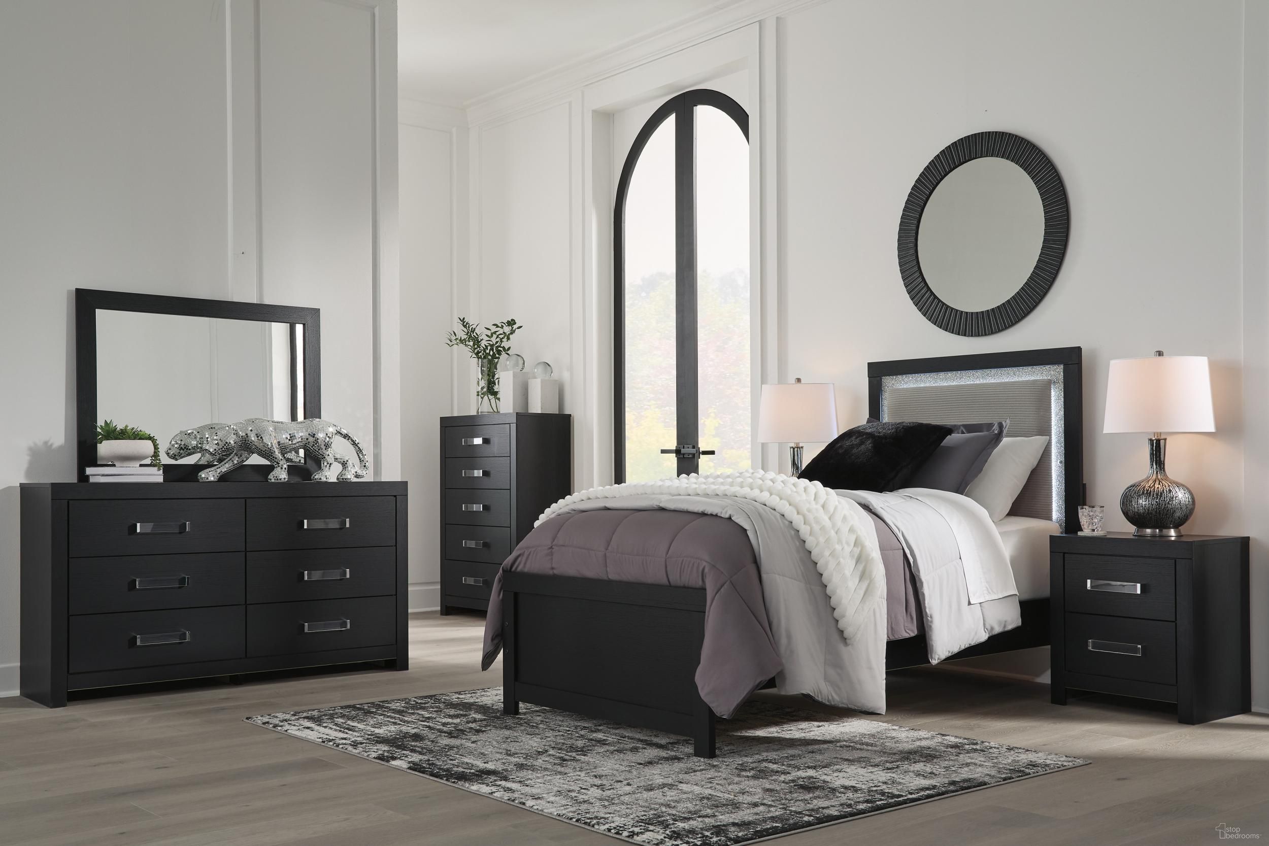 Marzoni Youth Upholstered Panel Bedroom Set In Black
