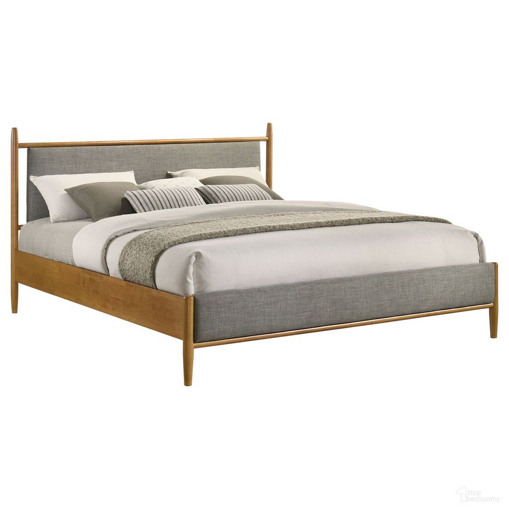 The appearance of Mason 46-Inch Eastern King Panel Platform Bed In Light Brown designed by Coaster in the transitional interior design. This light brown and grey piece of furniture was selected by 1StopBedrooms from Mason Collection to add a touch of cosiness and style into your home. Sku: 315914KEB1;315914KEB2. Bed Type: Platform Bed. Material: Fabric. Bed Size: King.