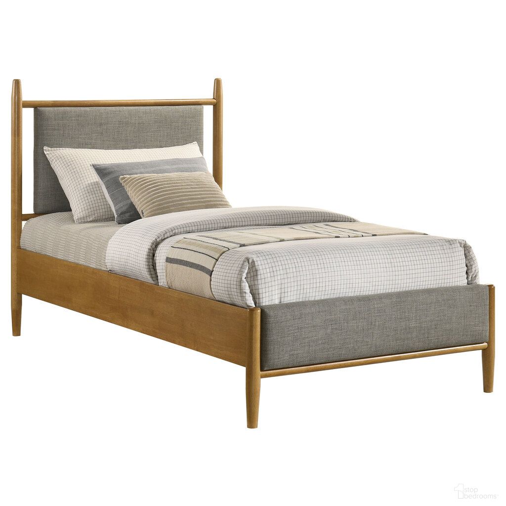 Mason 46-Inch Twin Panel Platform Bed In Light Brown and Grey