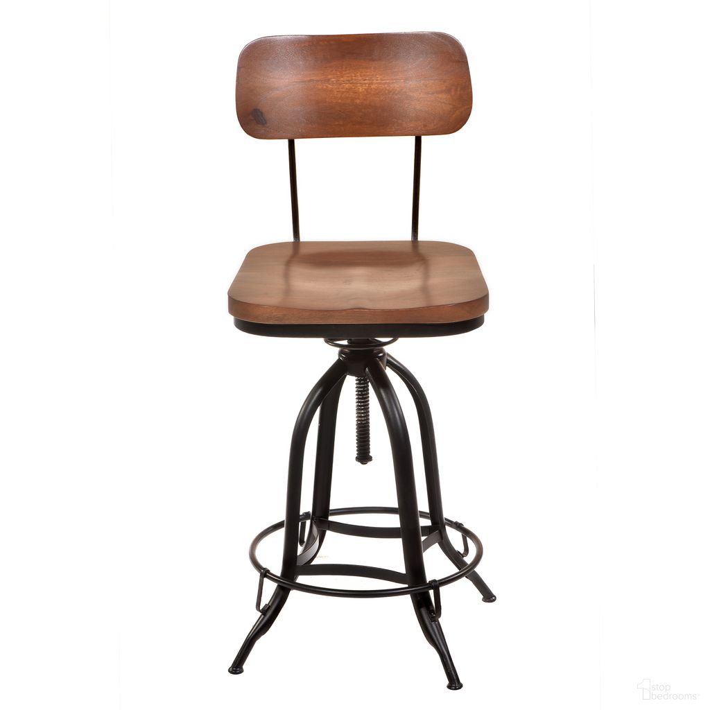 The appearance of Mason Adjustable Barstool In Chestnut Seat and Black Base designed by Carolina Living in the modern / contemporary interior design. This chestnut and black piece of furniture was selected by 1StopBedrooms from Mason Collection to add a touch of cosiness and style into your home. Sku: 1624WBCHETBK. Material: Mango Wood.